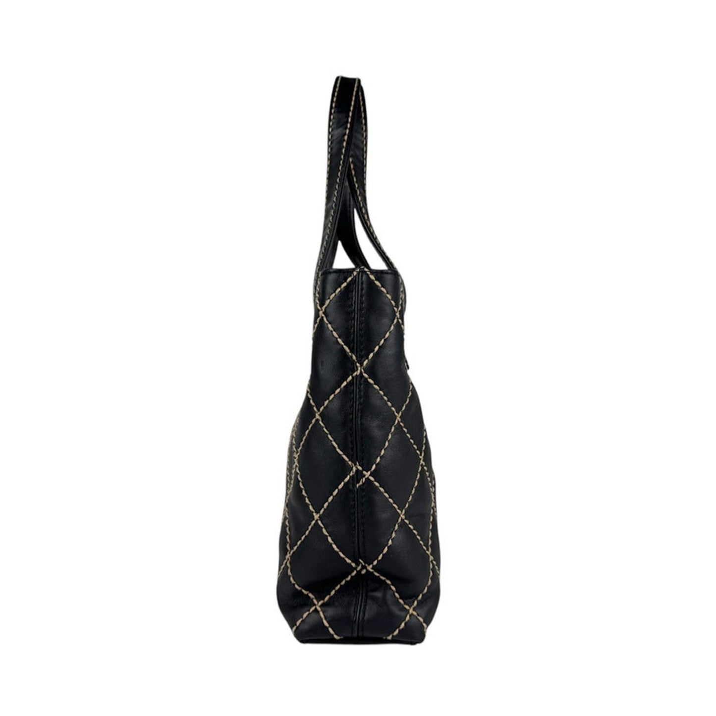 Chanel V-Stich, Black, Leather, tote