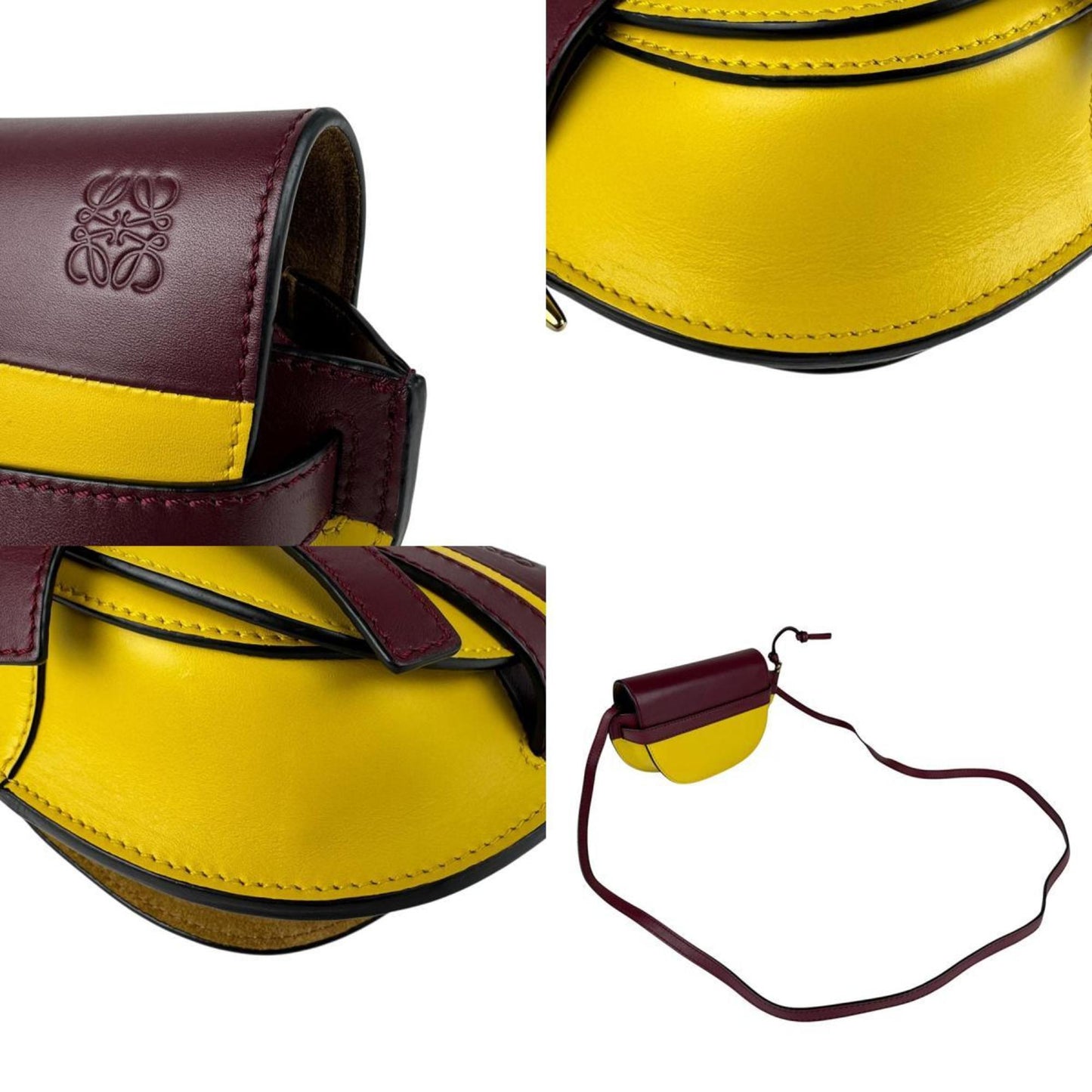 Loewe Gate, Burgundy, Leather, shoulder