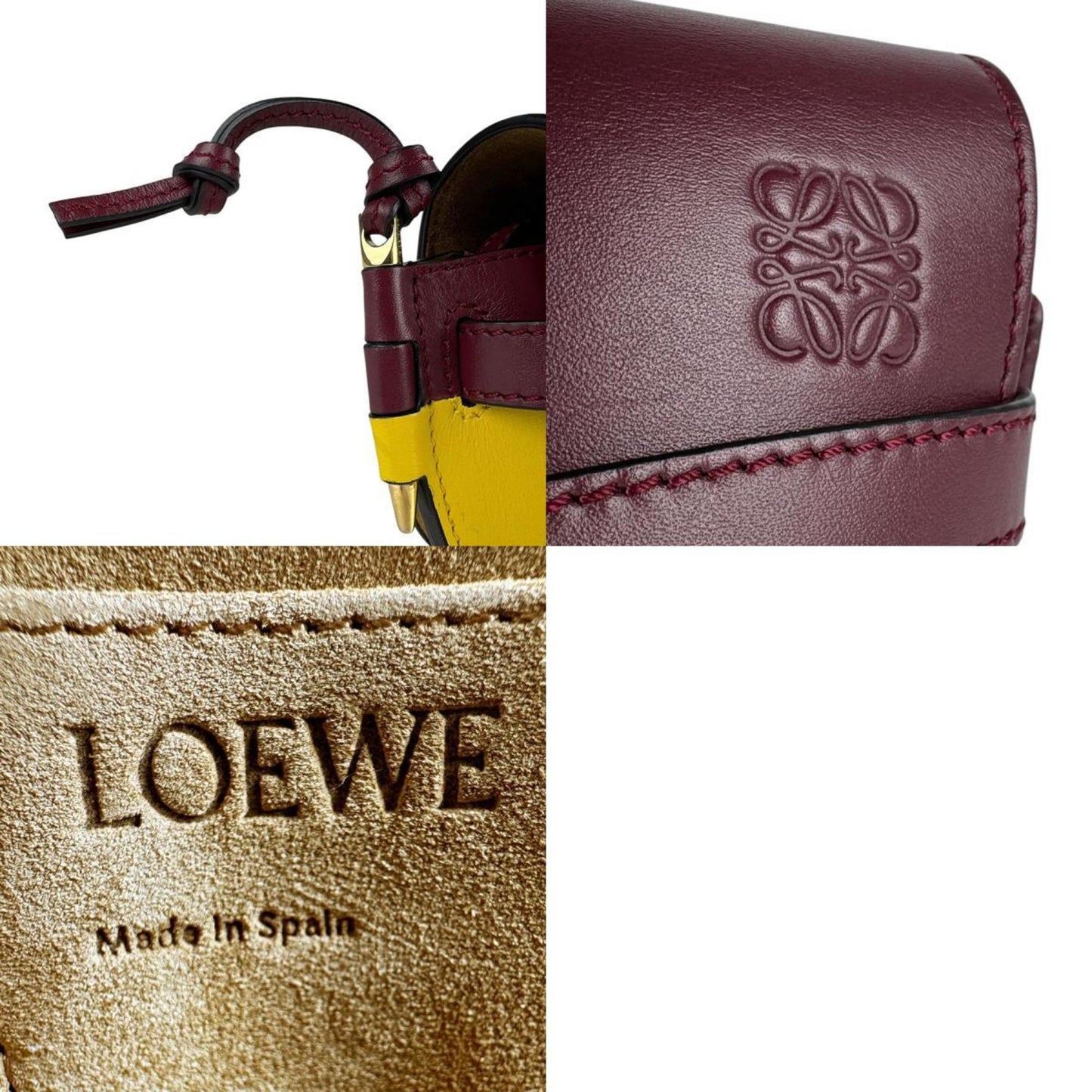 Loewe Gate, Burgundy, Leather, shoulder