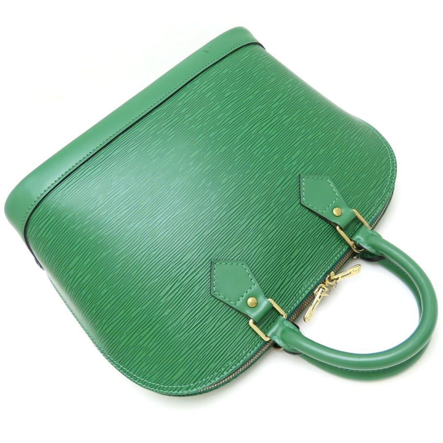 Louis Vuitton Alma, Green, Leather, handbag