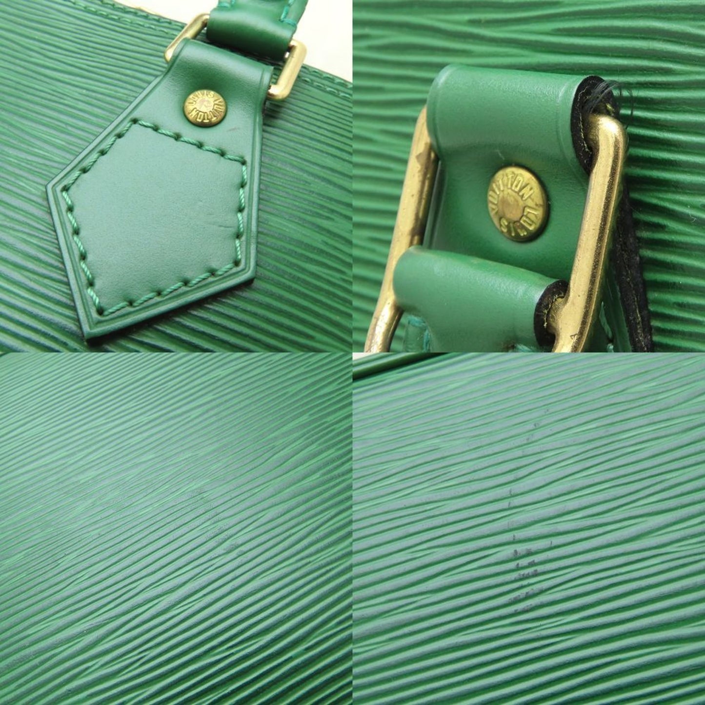 Louis Vuitton Alma, Green, Leather, handbag