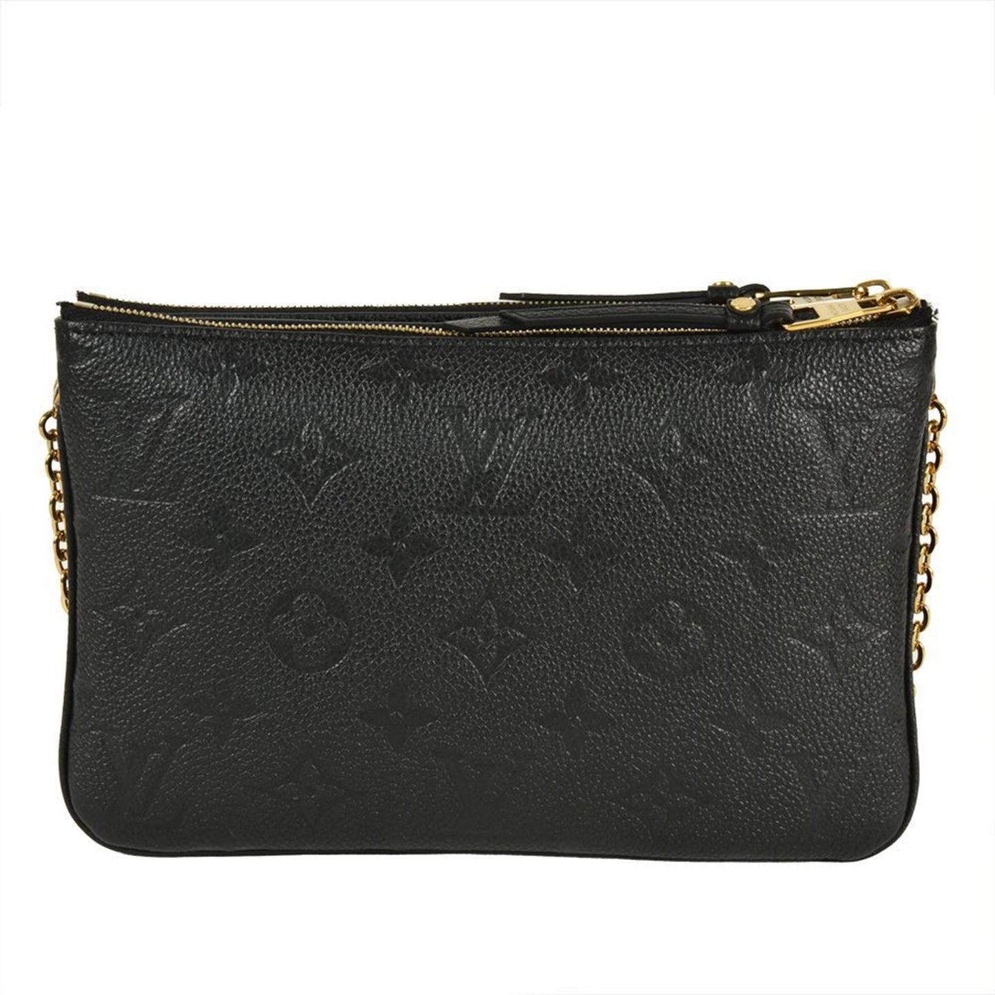 Louis Vuitton Double Zip, Black, Leather, clutch