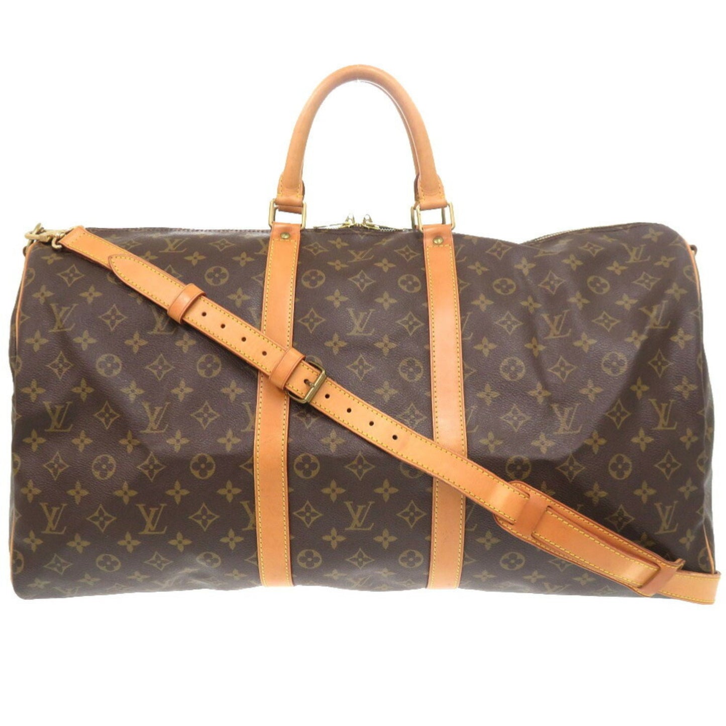 Louis Vuitton Keepall Bandouliere 55, Brown, "CANVAS, LEATHER", travel