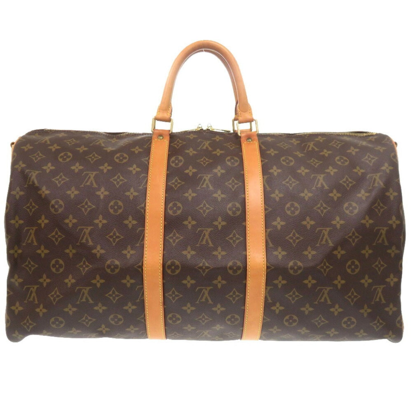 Louis Vuitton Keepall Bandouliere 55, Brown, "CANVAS, LEATHER", travel