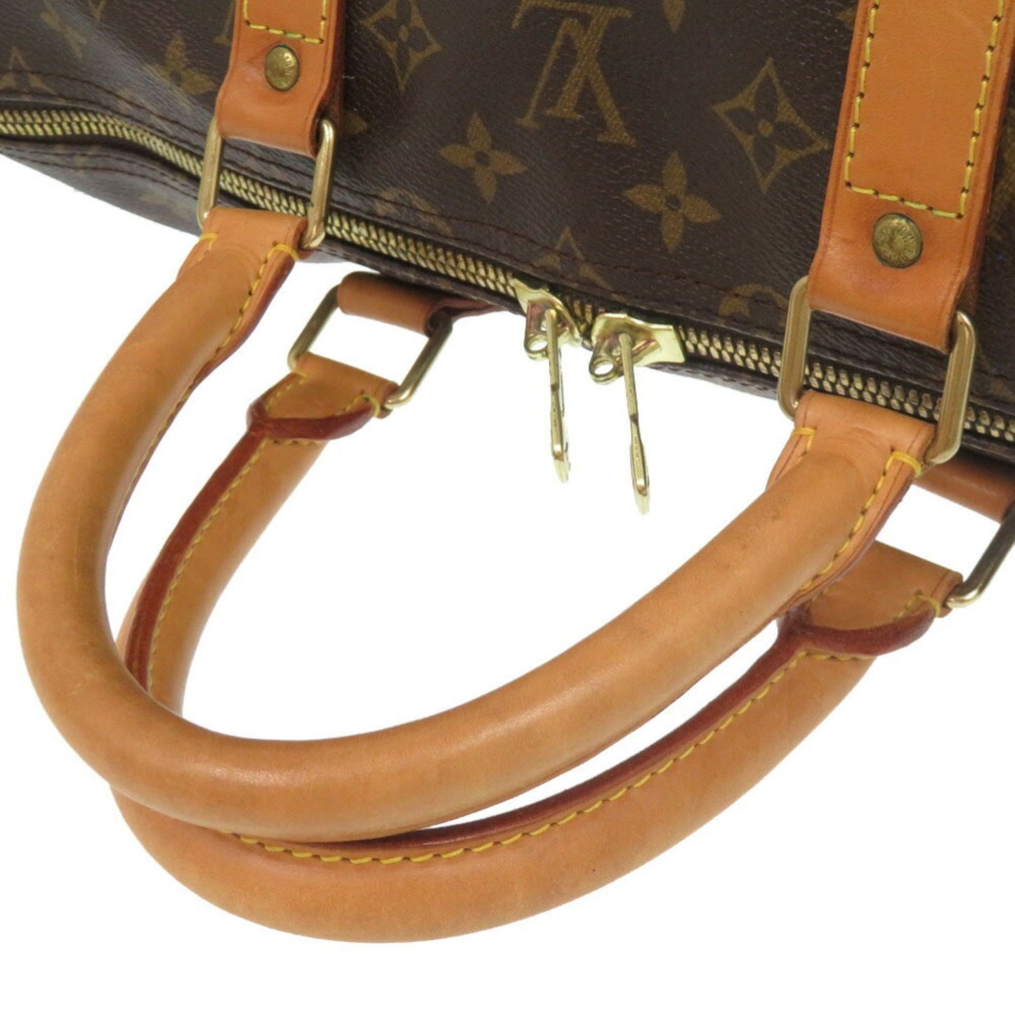 Louis Vuitton Keepall Bandouliere 55, Brown, "CANVAS, LEATHER", travel