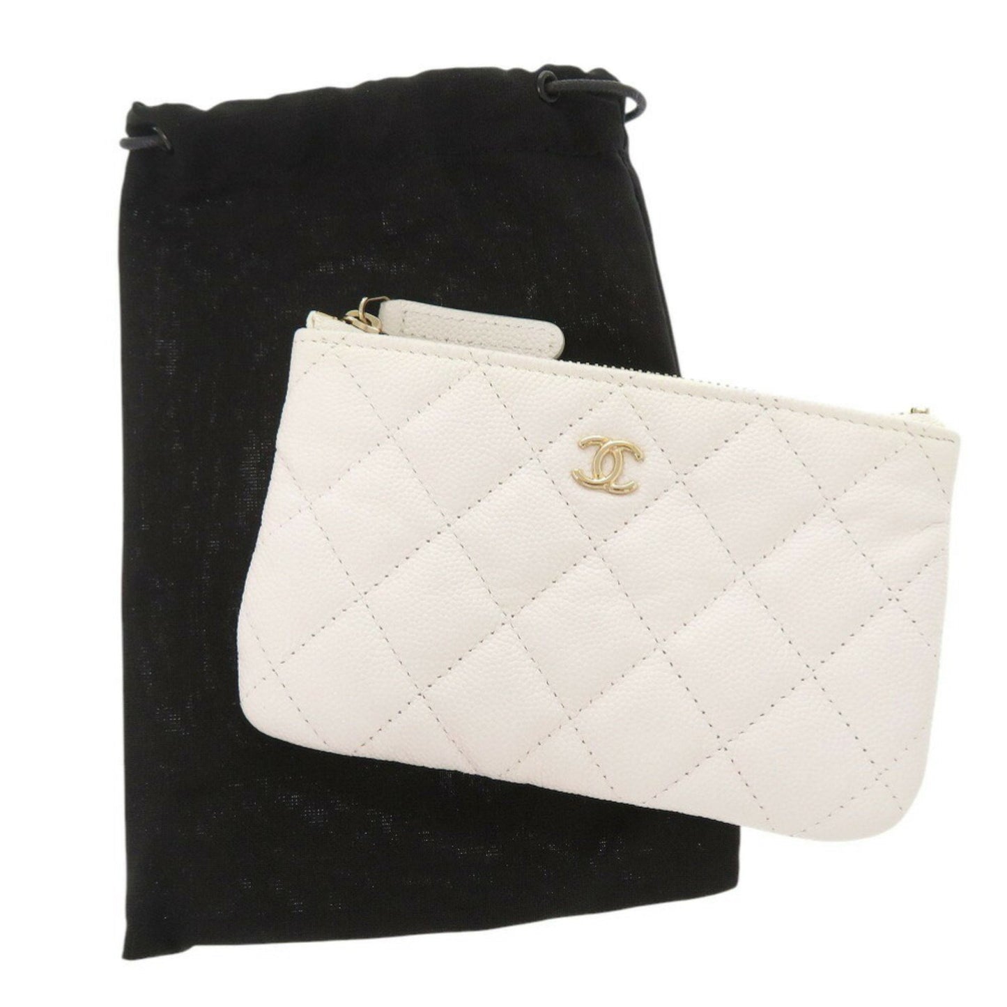 Chanel Coco Mark, White, Leather, wallet
