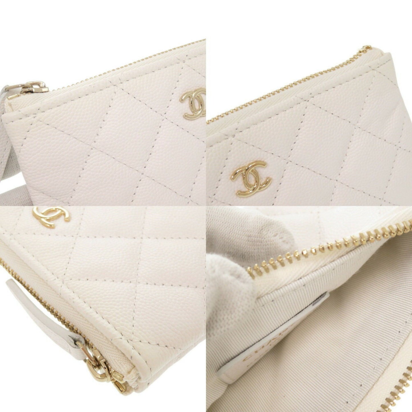 Chanel Coco Mark, White, Leather, wallet