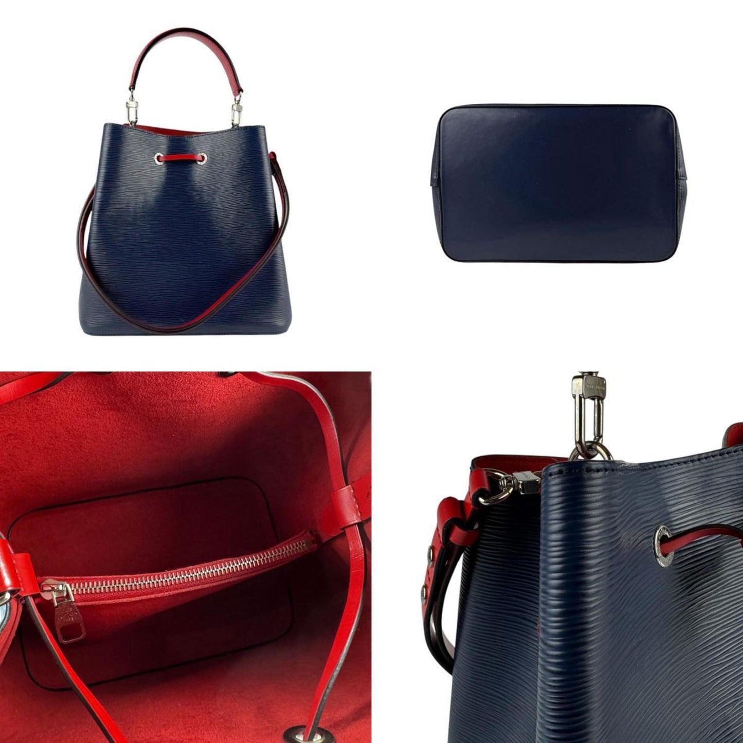 Louis Vuitton NéoNoé, Blue, Leather, handbag