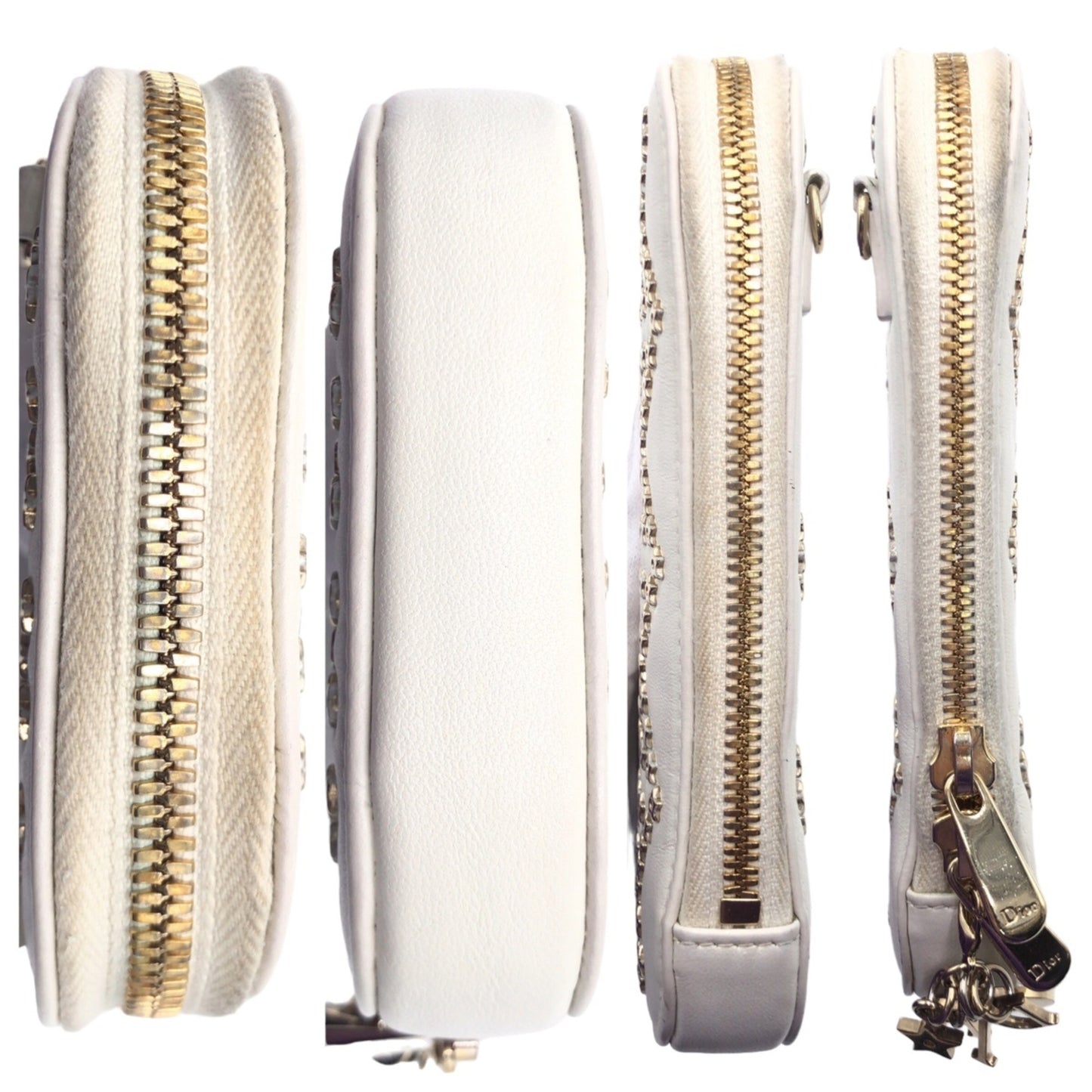 Dior Lady Dior, White, Leather, clutch