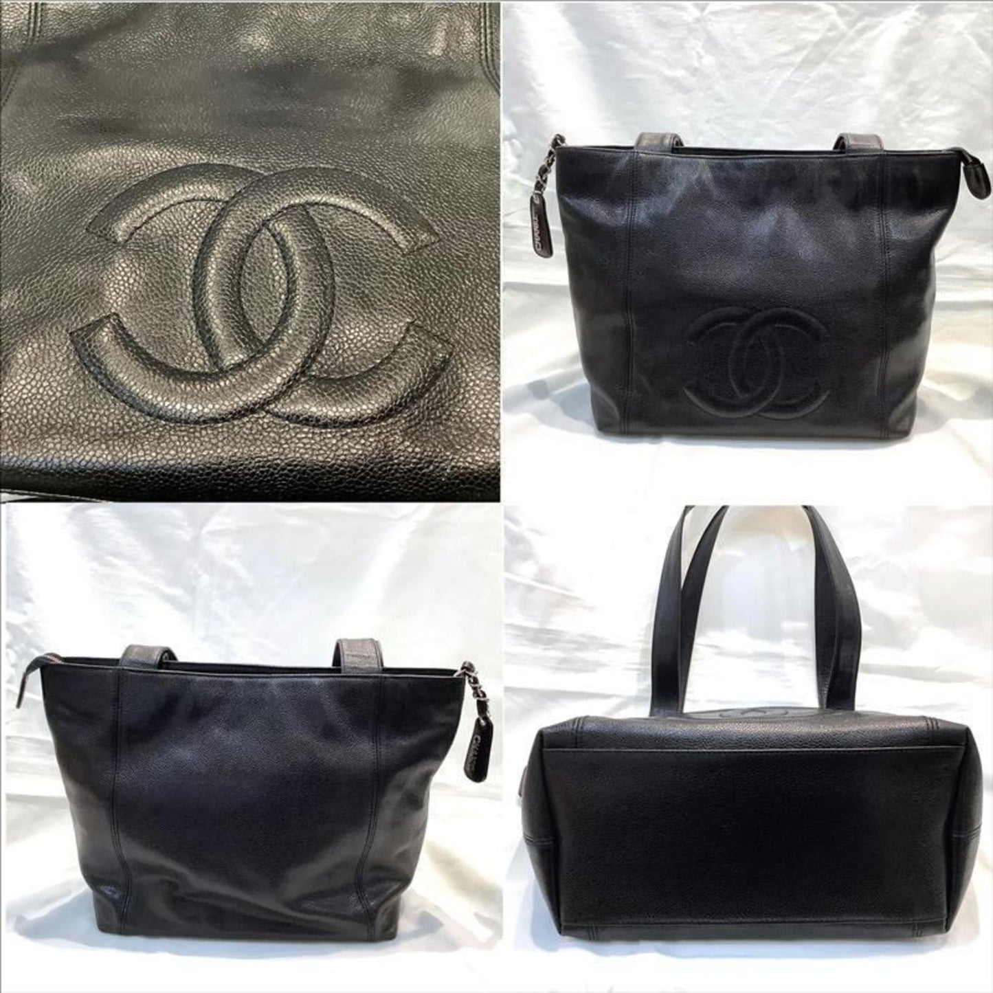 Chanel Logo CC, Black, Leather, tote