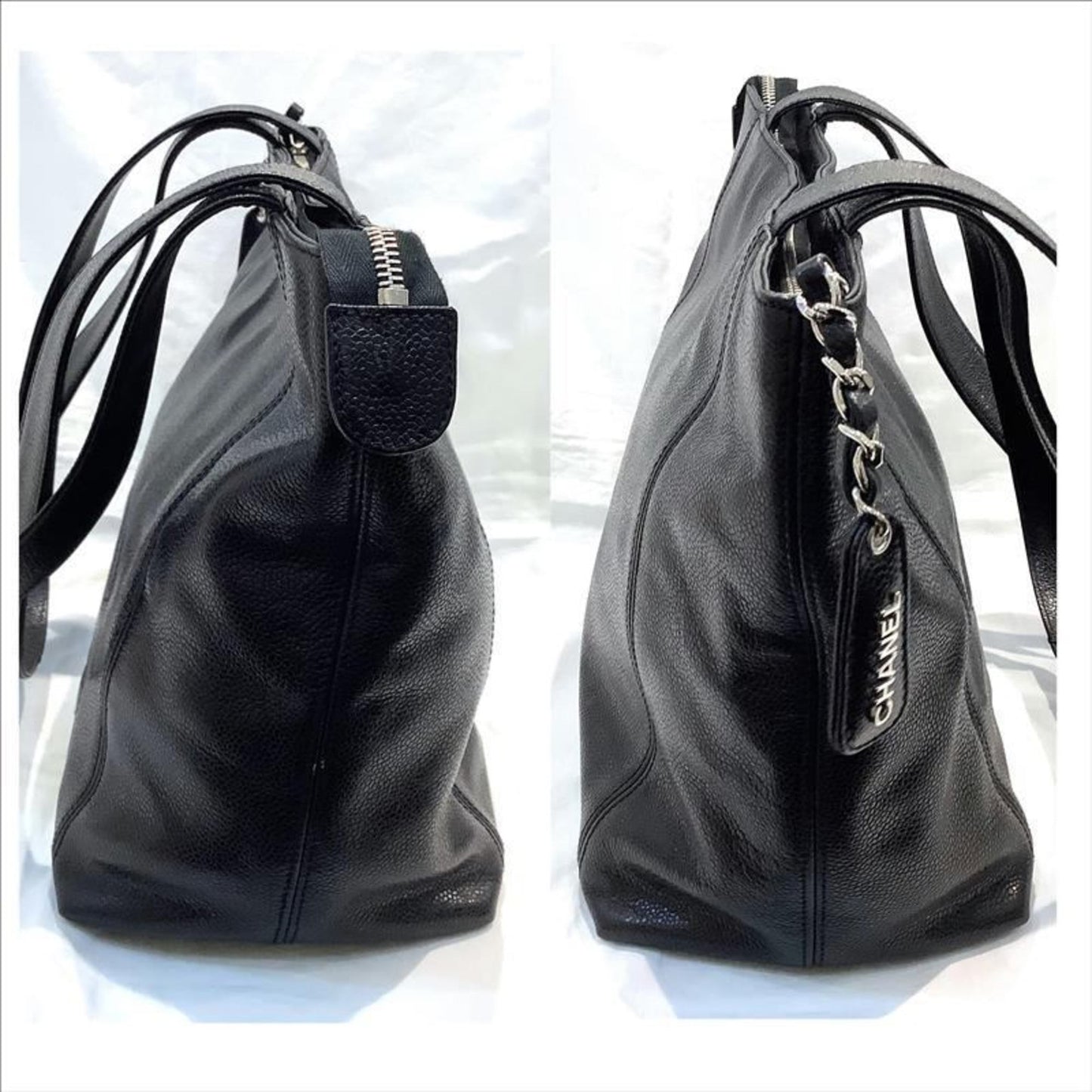 Chanel Logo CC, Black, Leather, tote
