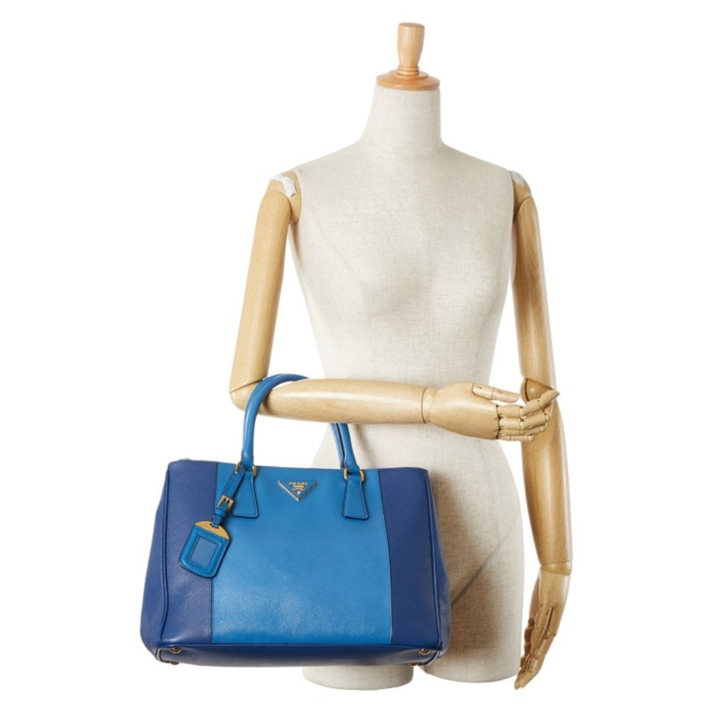 Prada Galleria, Blue, Leather, handbag