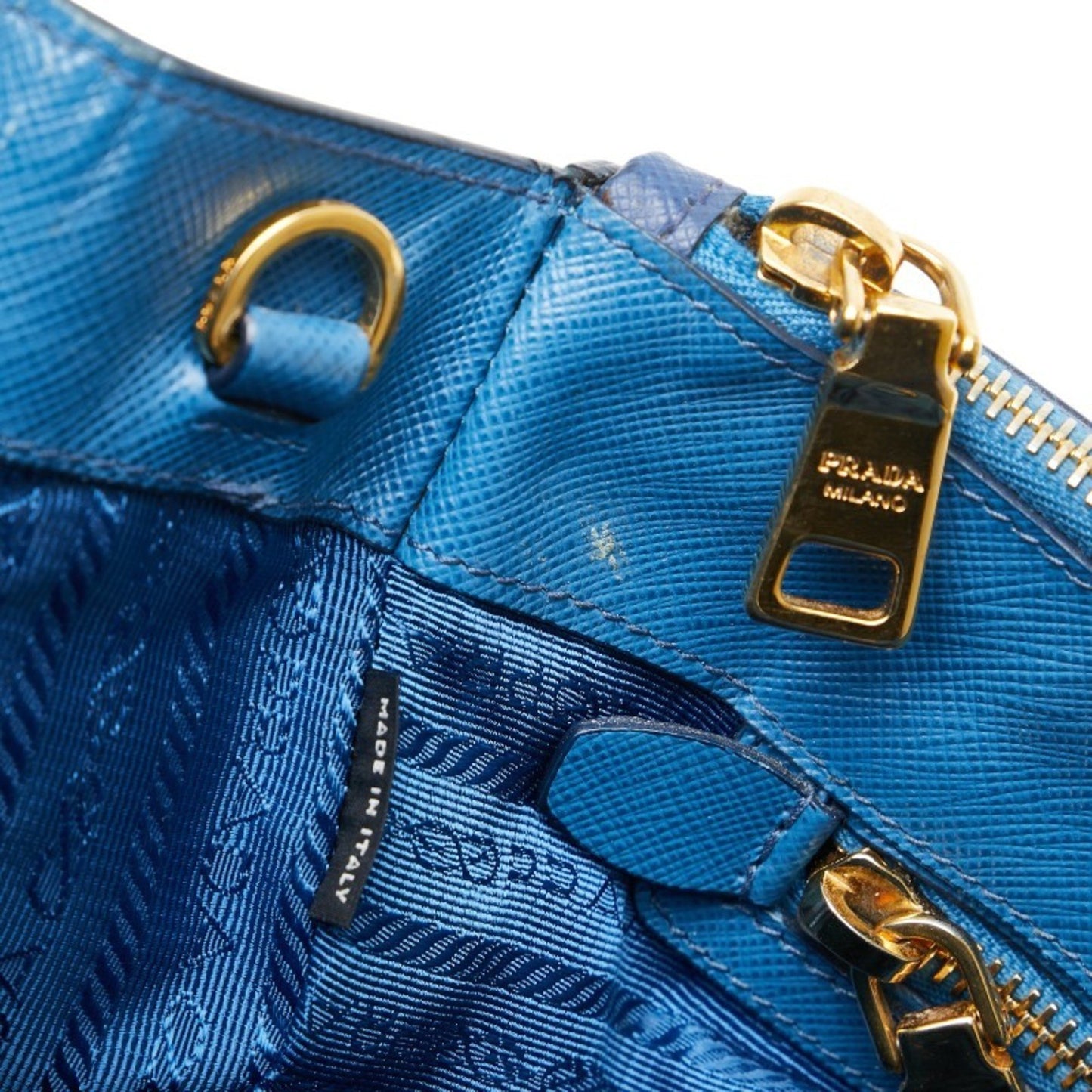 Prada Galleria, Blue, Leather, handbag