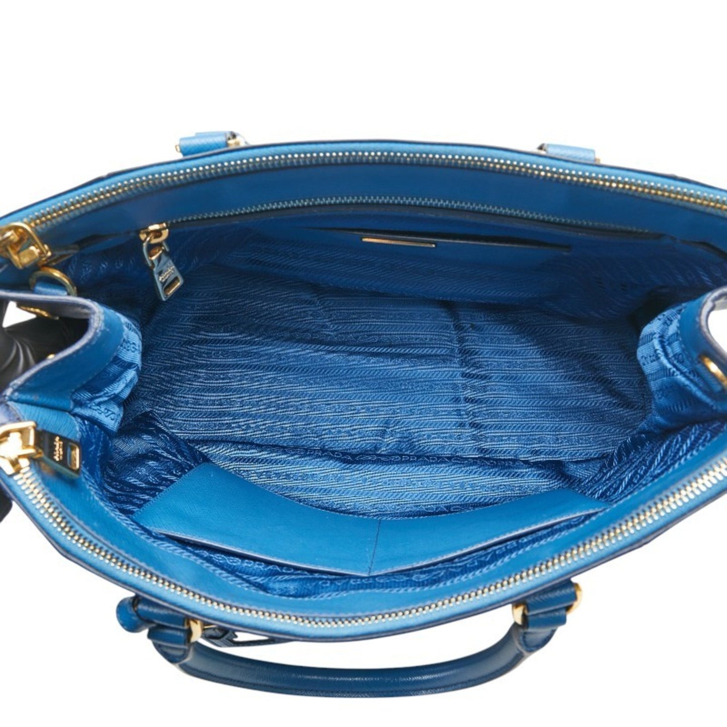 Prada Galleria, Blue, Leather, handbag