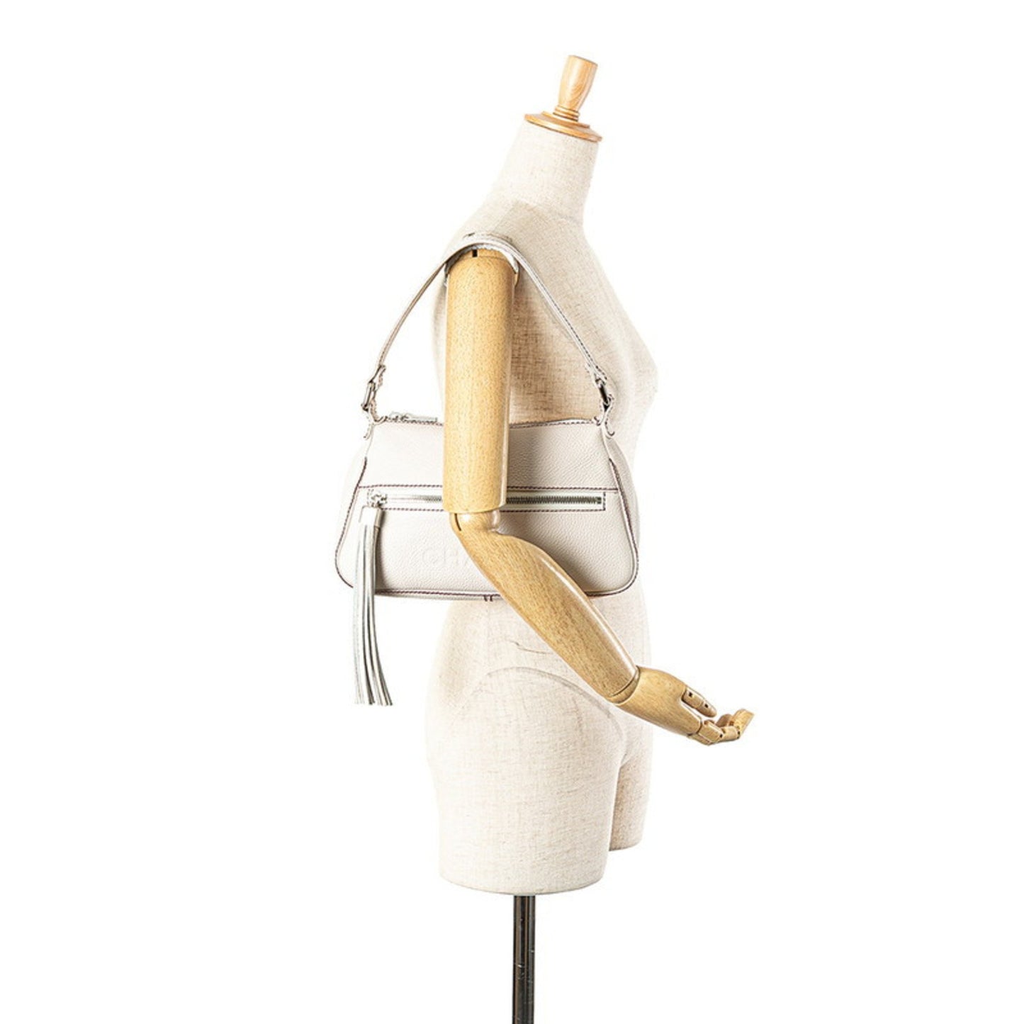 Chanel Fringe, Beige, Leather, shoulder
