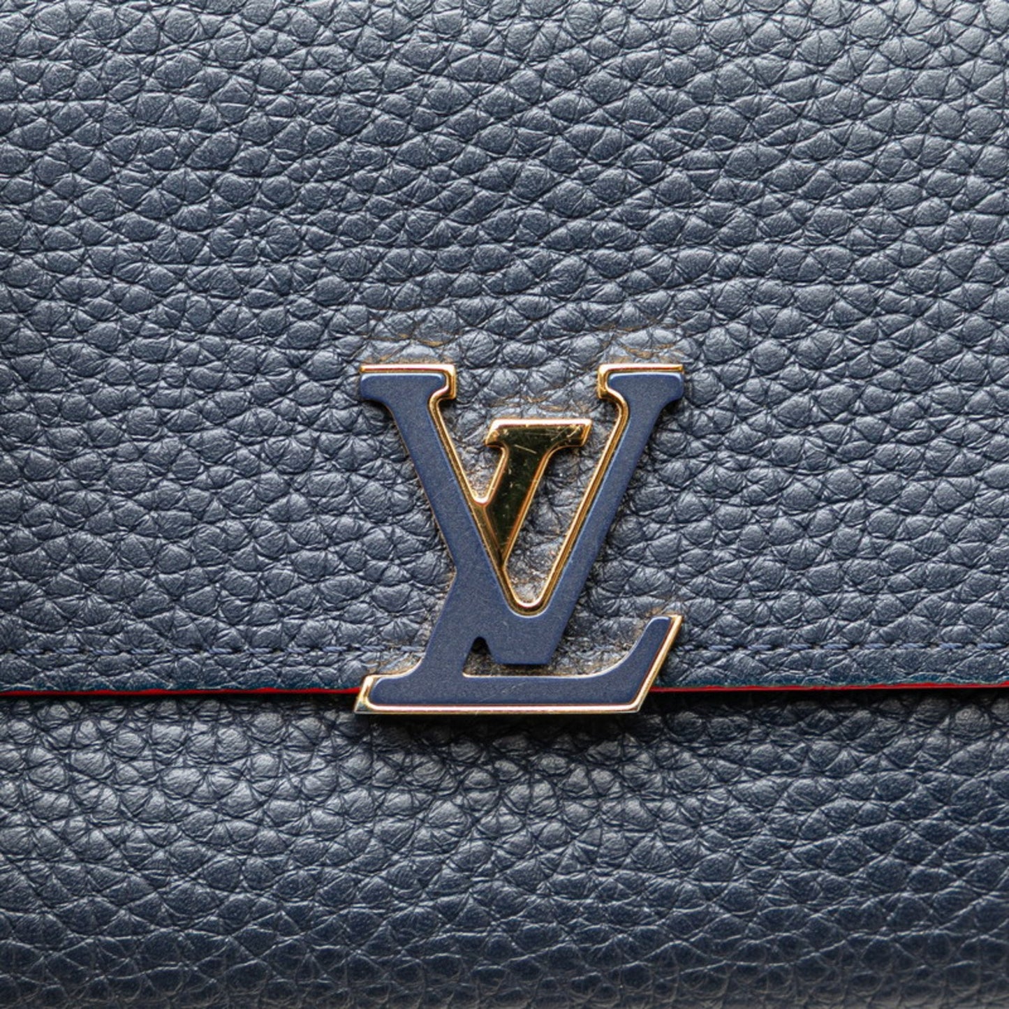 Louis Vuitton Capucines, Navy, Leather, wallet