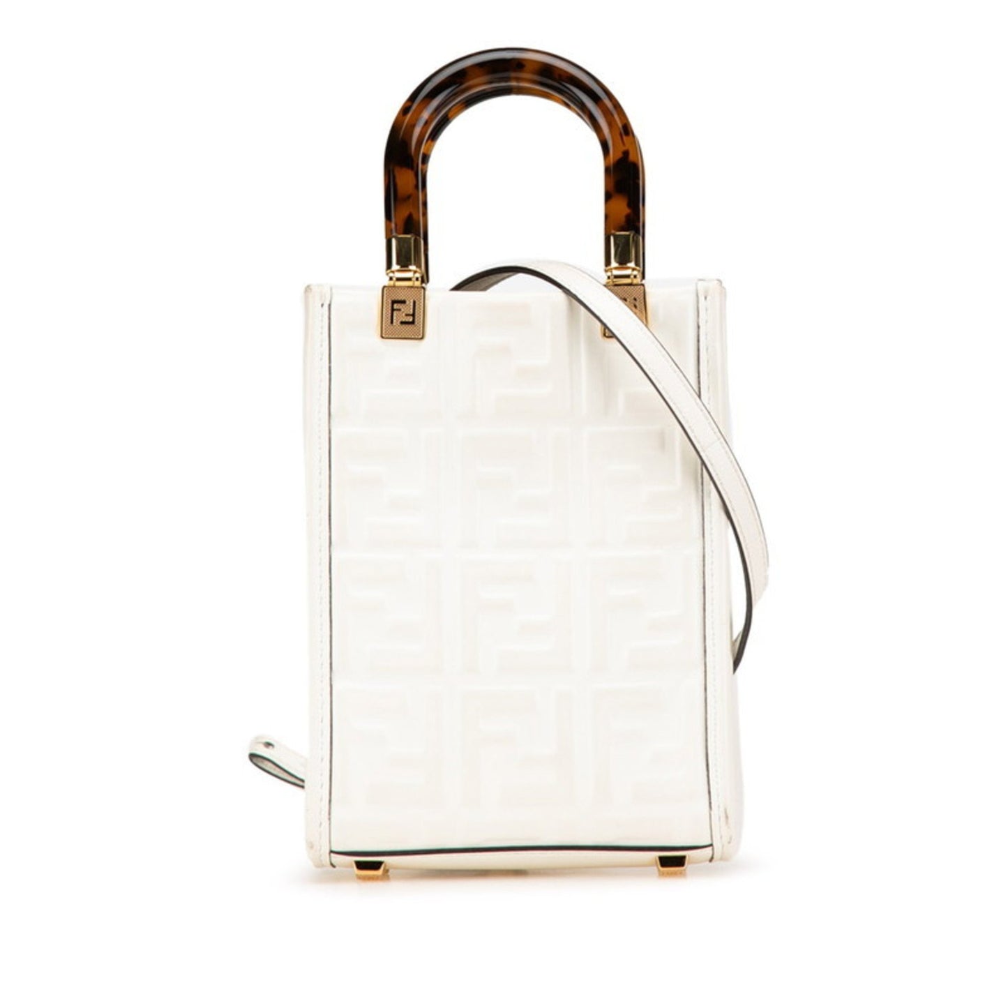 Fendi Sunshine, White, Leather, handbag