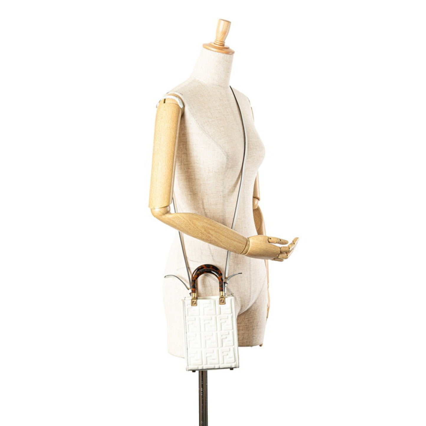 Fendi Sunshine, White, Leather, handbag