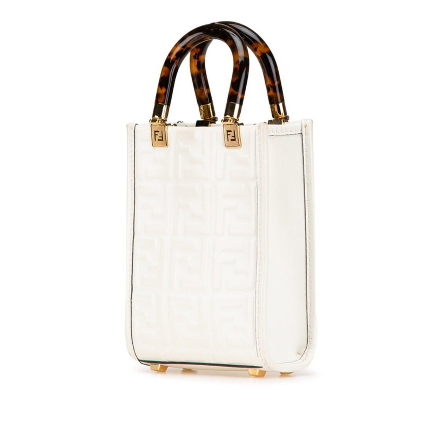 Fendi Sunshine, White, Leather, handbag