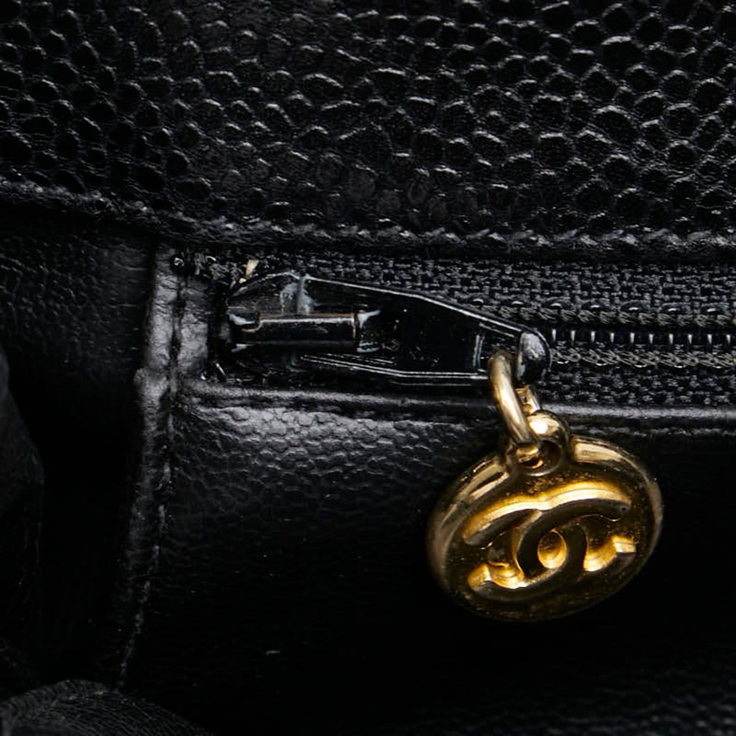 Chanel Logo CC, Black, Leather, shoulder