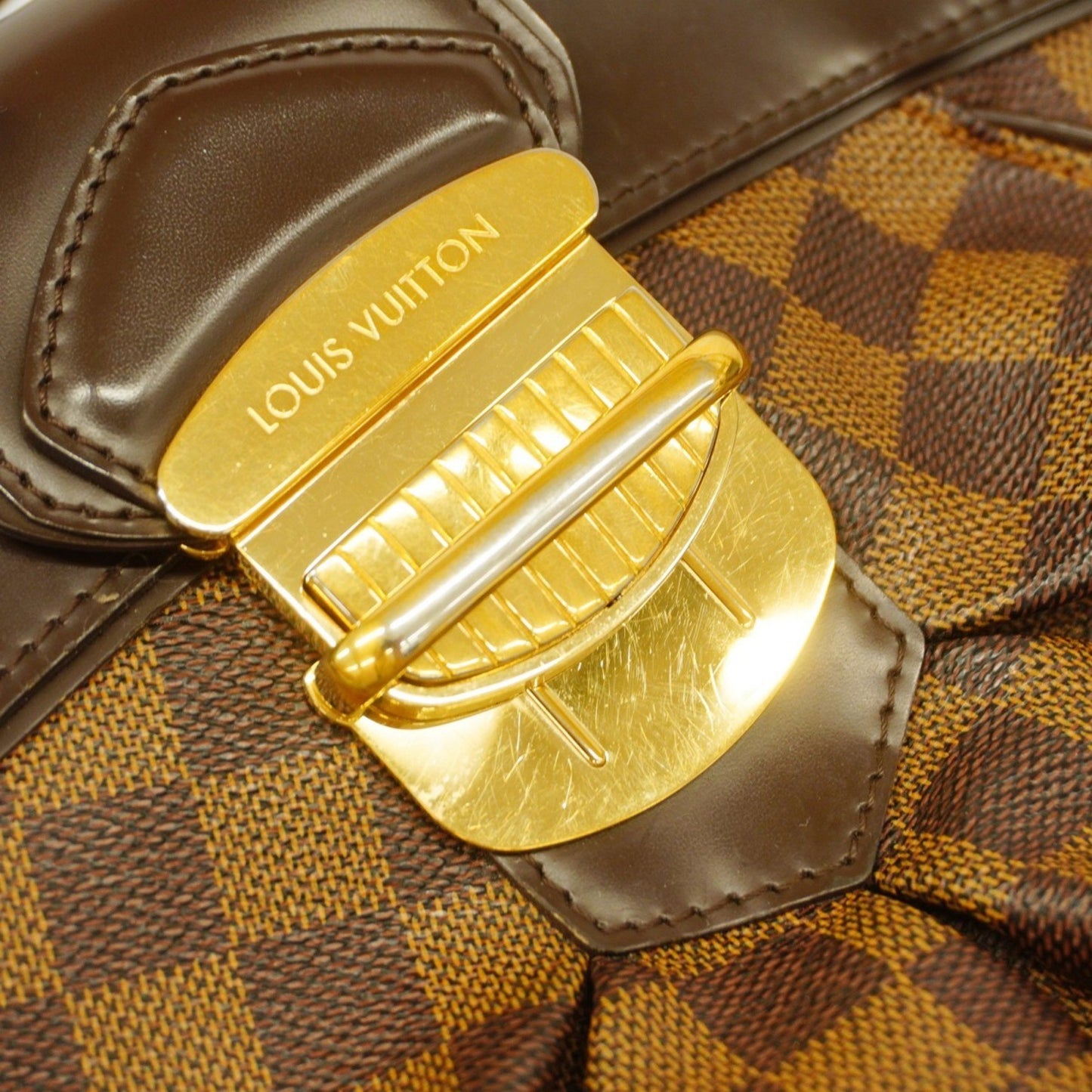 Louis Vuitton Sistina, Brown, Canvas, shoulder