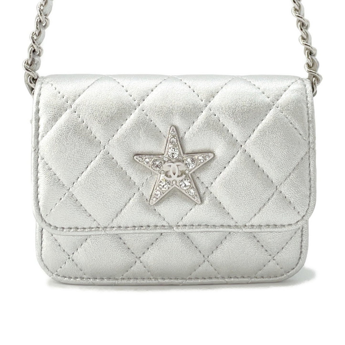 Chanel Coco Mark, Silver, Leather, shoulder