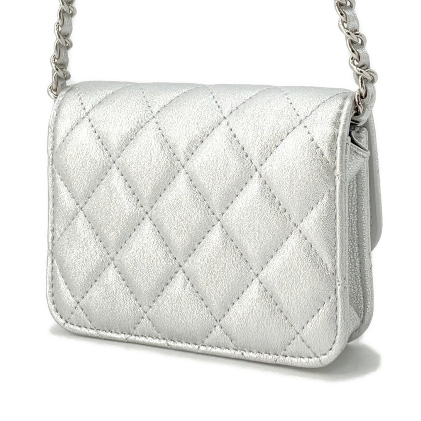 Chanel Coco Mark, Silver, Leather, shoulder