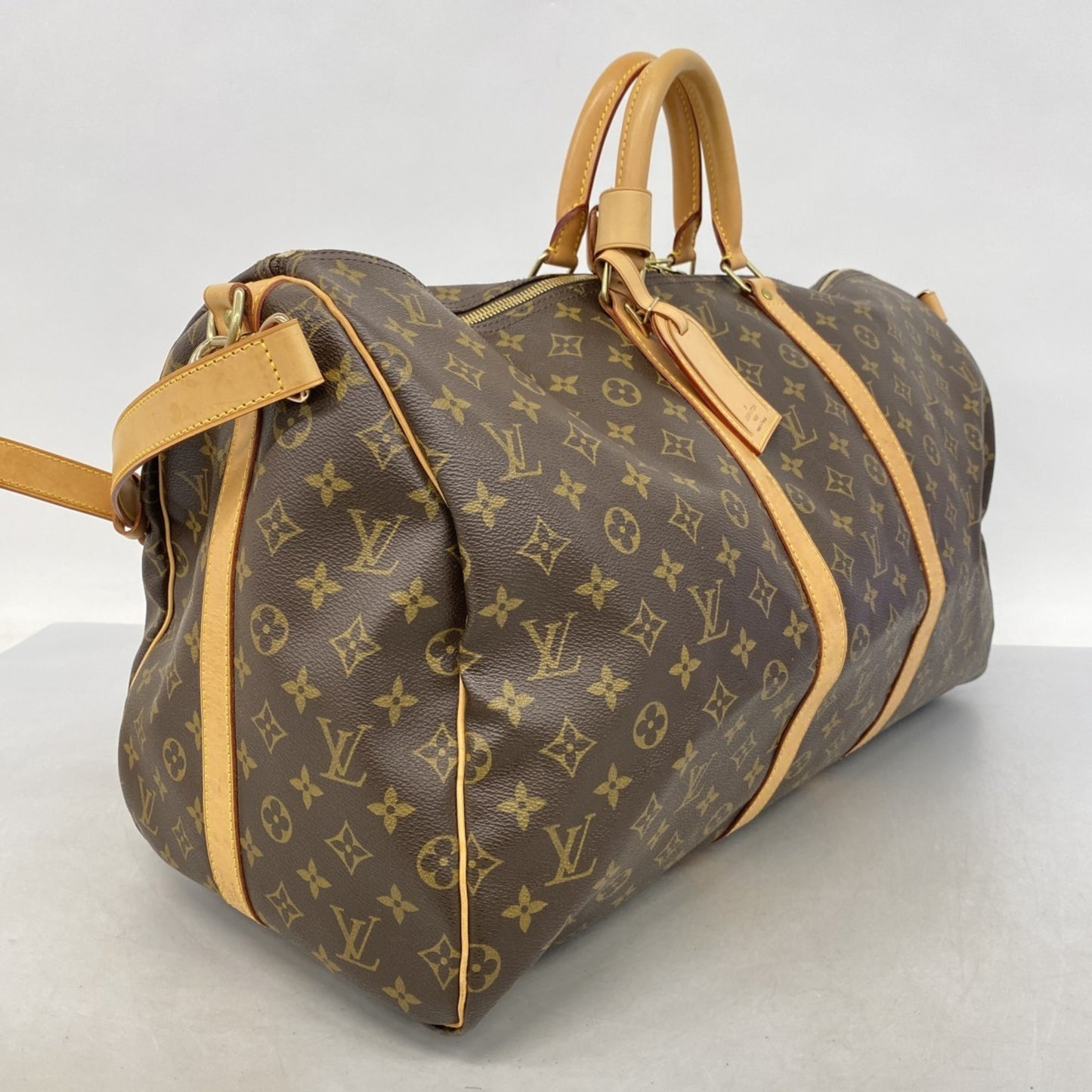 Louis Vuitton Keepall Bandouliere 55, Brown, Canvas, travel