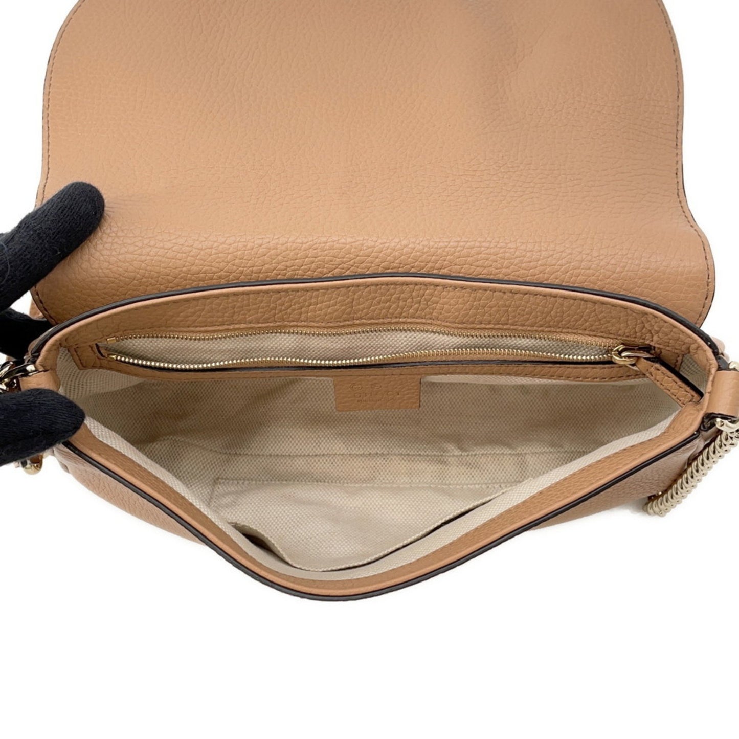 Gucci Interlocking G, Beige, Leather, shoulder