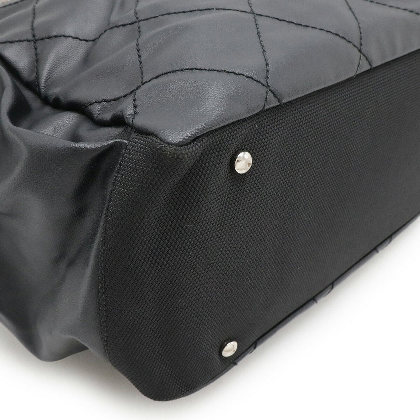 Chanel Biarritz, Black, "CANVAS, LEATHER", handbag