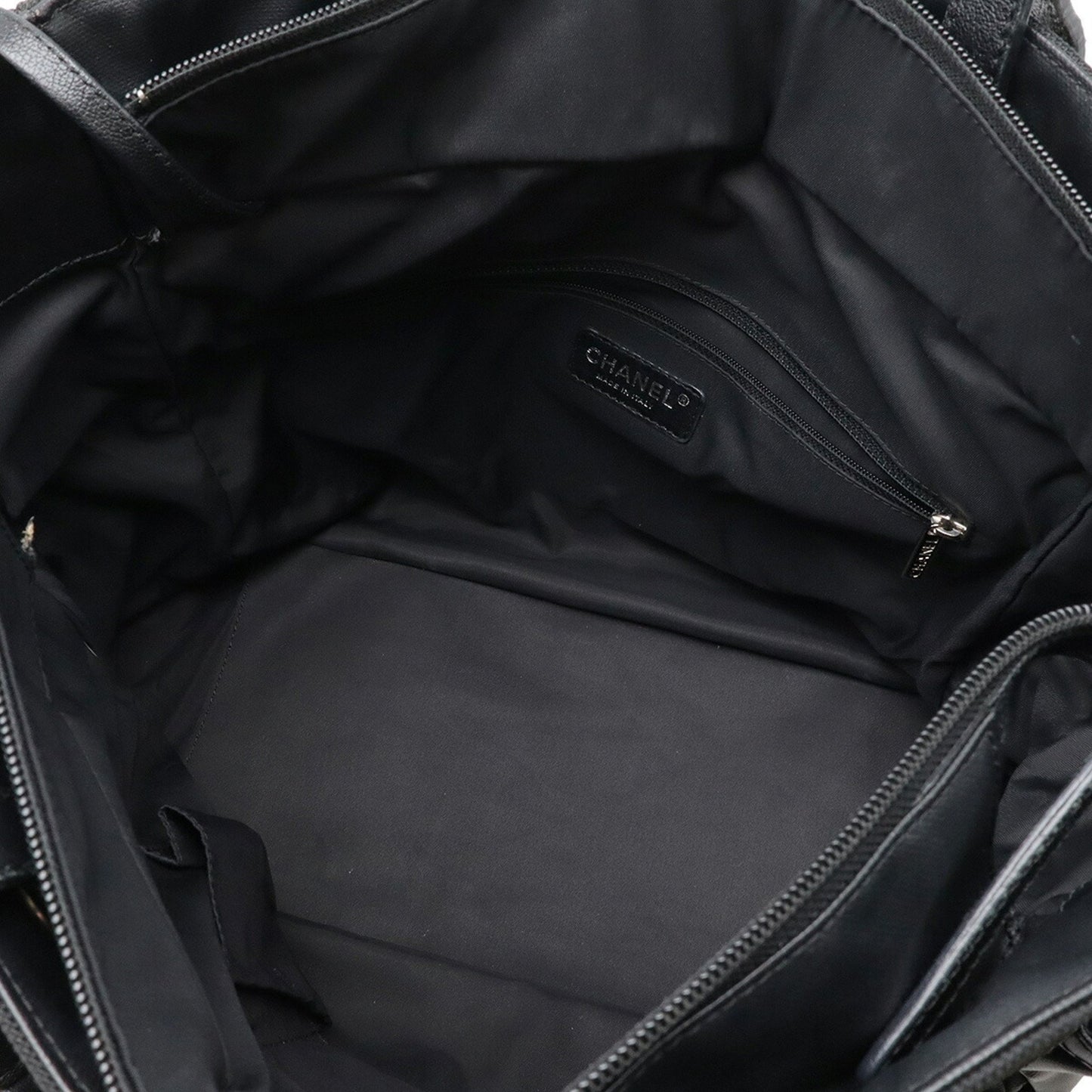 Chanel Biarritz, Black, "CANVAS, LEATHER", handbag