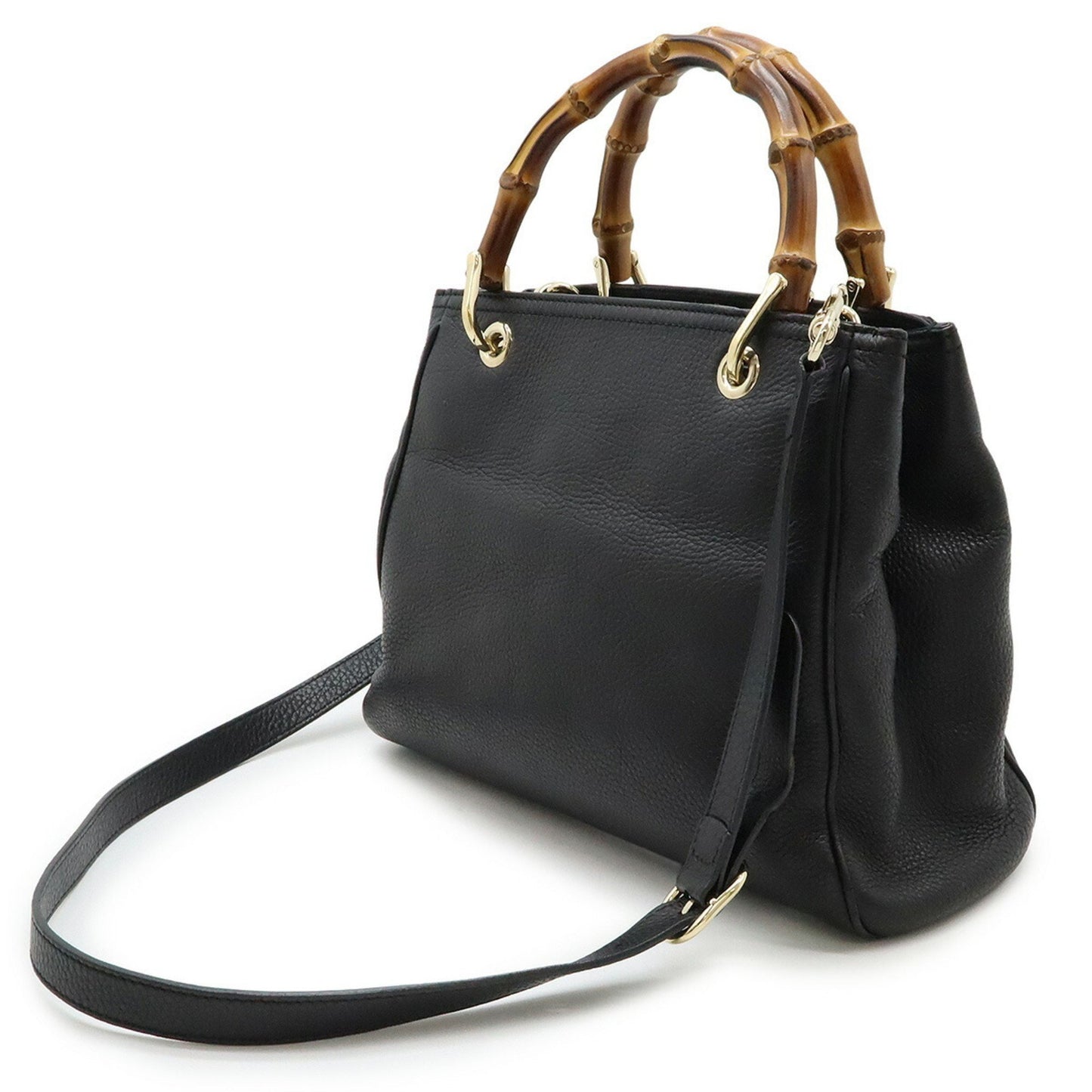 Gucci Bamboo, Black, Leather, handbag
