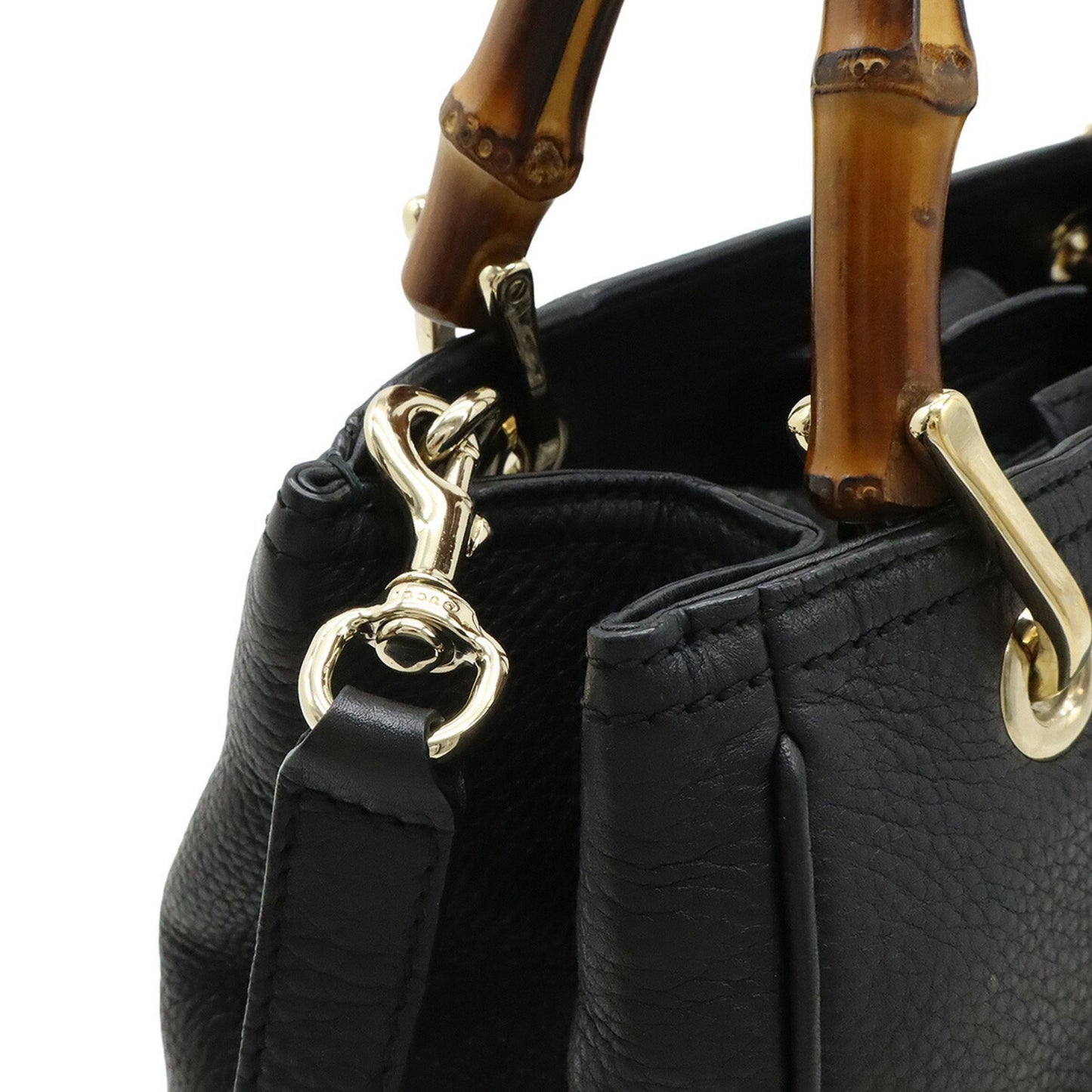 Gucci Bamboo, Black, Leather, handbag