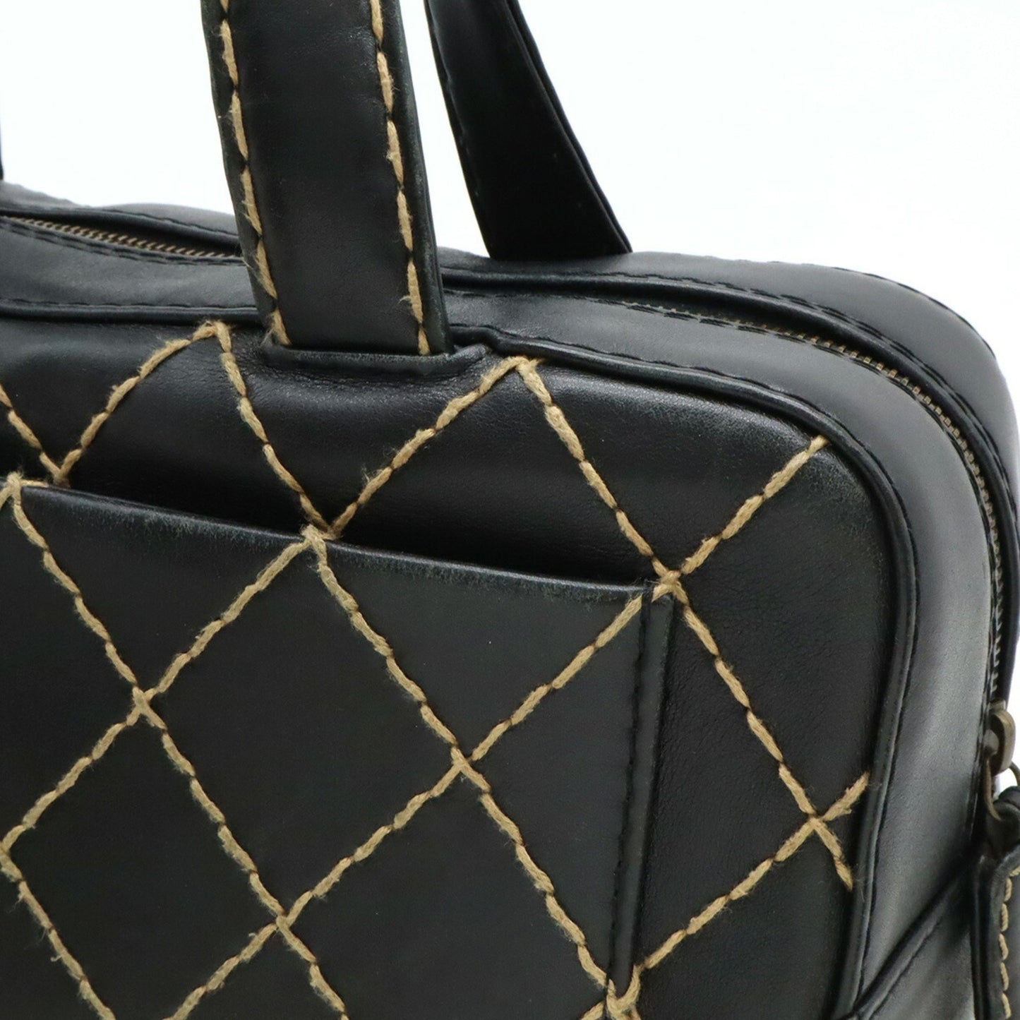 Chanel Wild stitch, Black, Leather, handbag