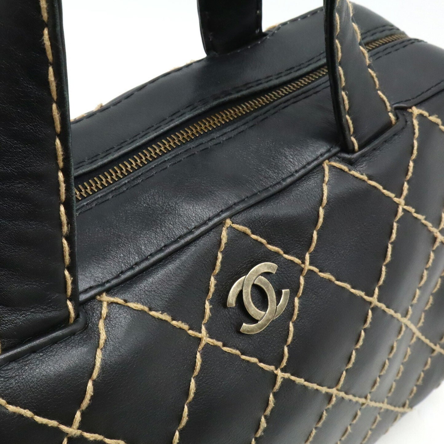 Chanel Wild stitch, Black, Leather, handbag