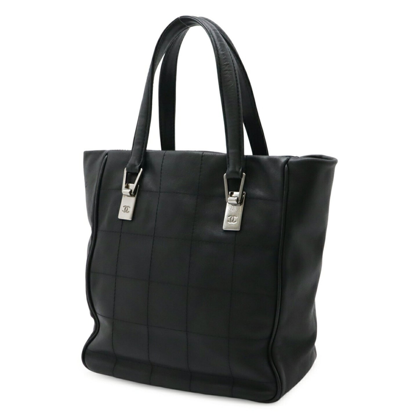 Chanel Chocolate bar, Black, Leather, handbag