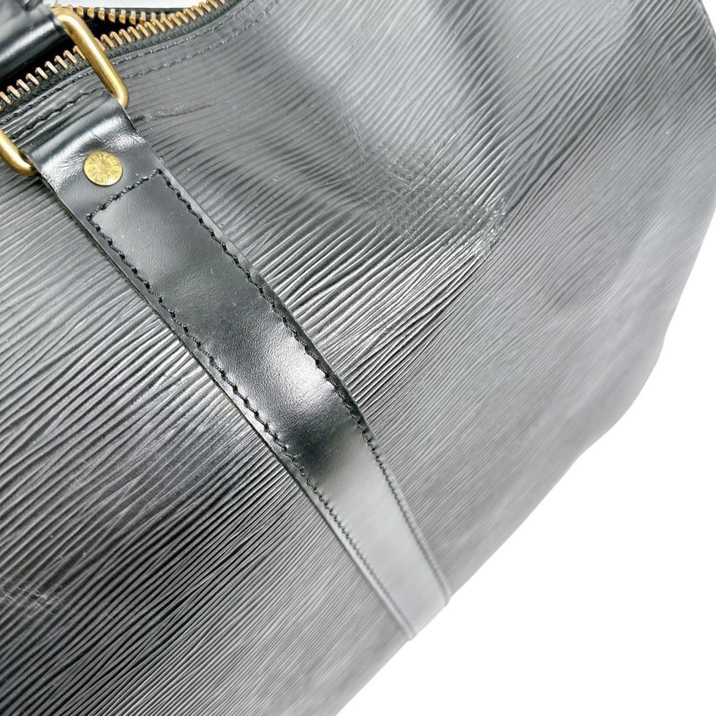 Louis Vuitton Keepall 50, Black, Leather, travel
