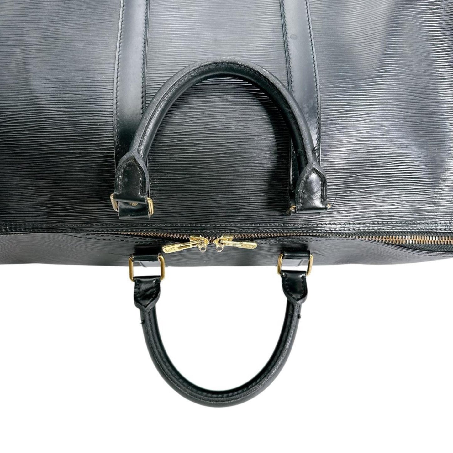 Louis Vuitton Keepall 50, Black, Leather, travel
