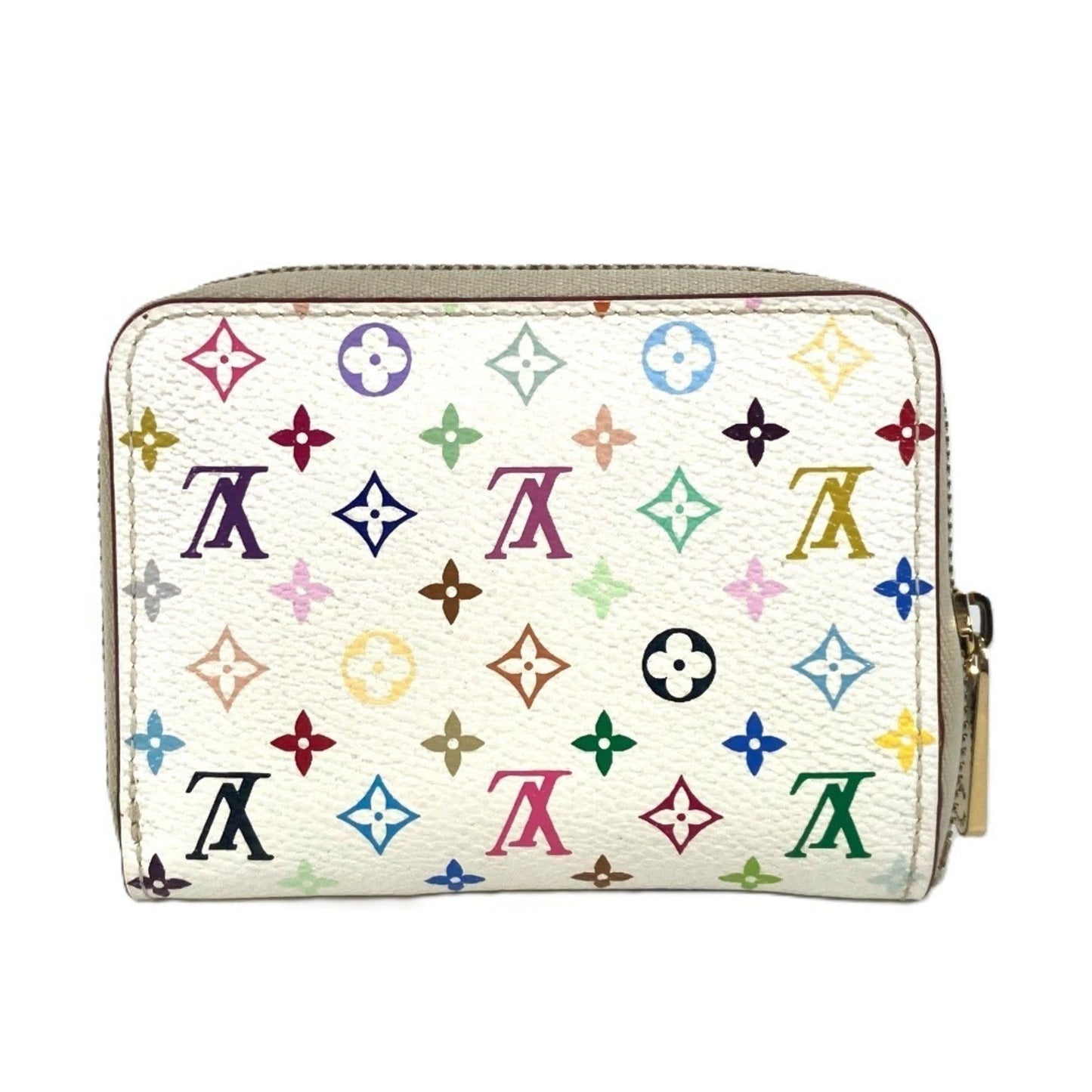 Louis Vuitton Zippy coin purse, White, Canvas, wallet