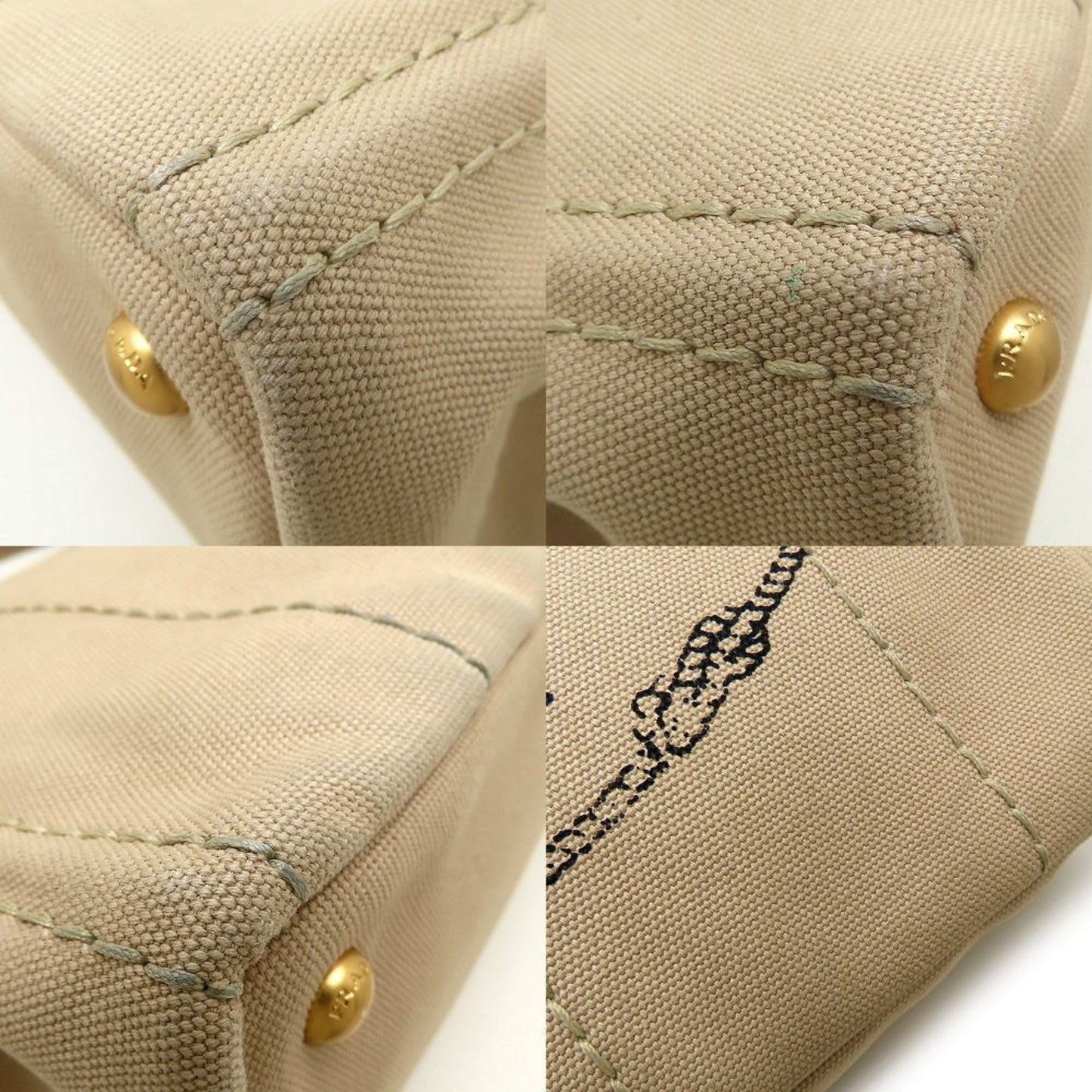 Prada Canapa, Beige, Canvas, handbag