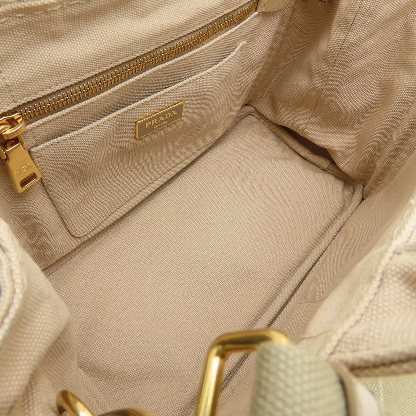 Prada Canapa, Beige, Canvas, handbag