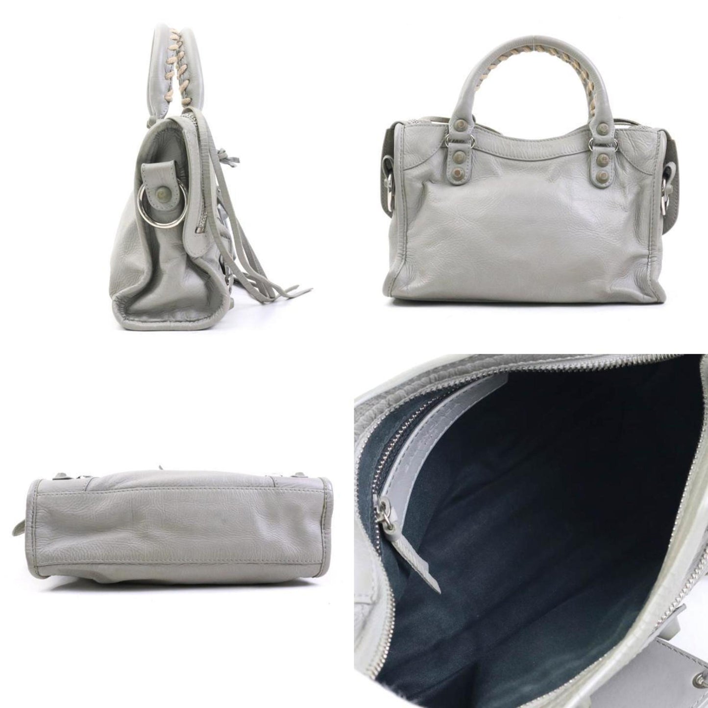 Balenciaga City, Grey, Leather, handbag