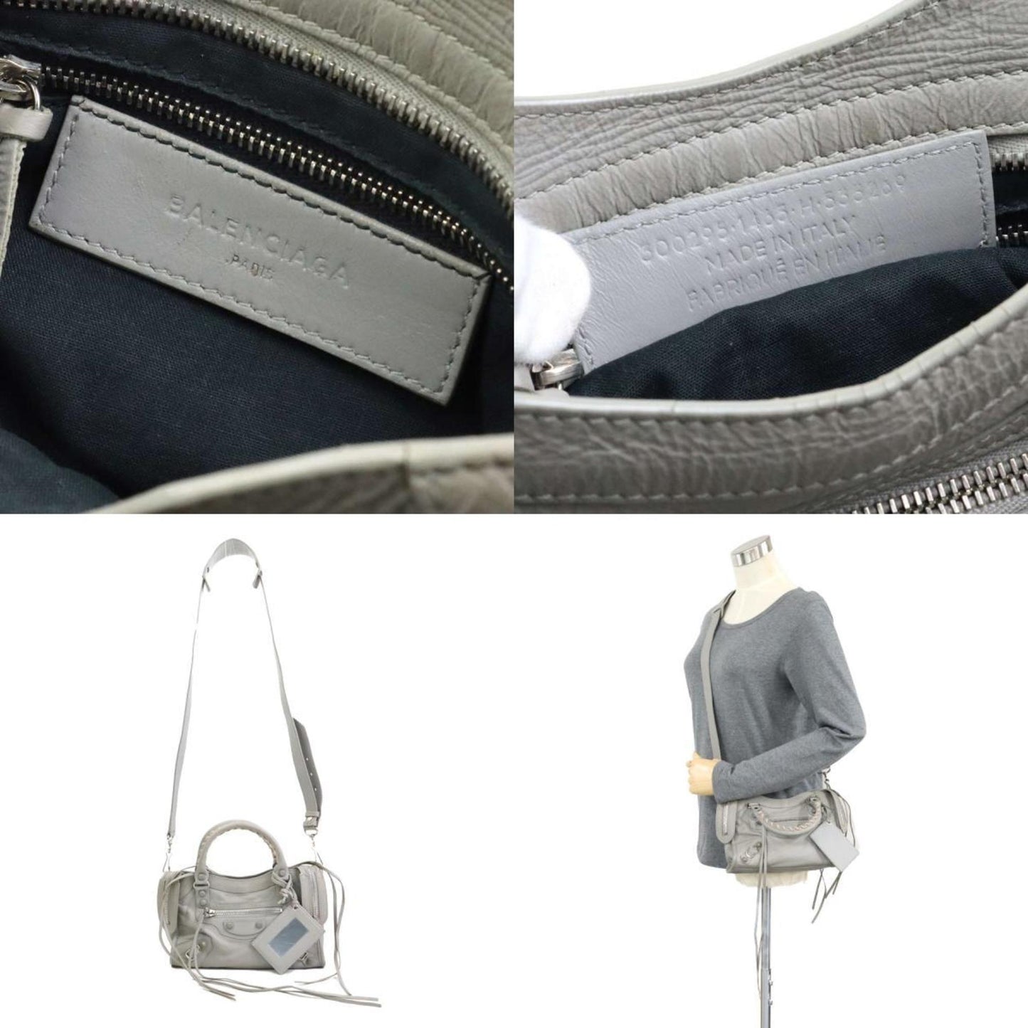 Balenciaga City, Grey, Leather, handbag