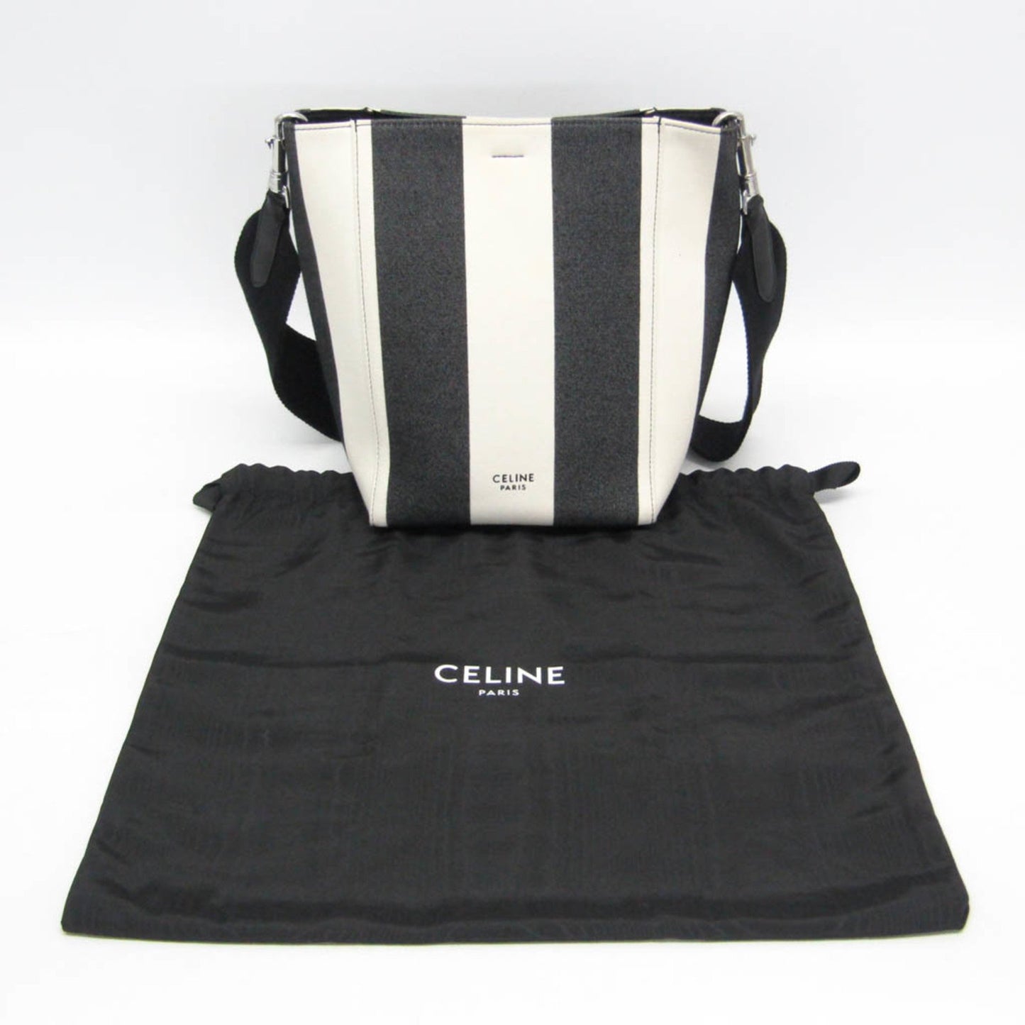 Céline Seau Sangle, White, Canvas, shoulder