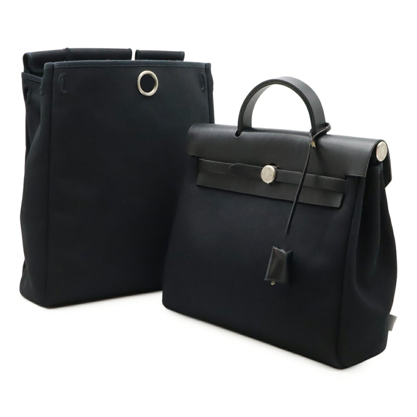 Hermès Herbag, Black, Canvas, backpack