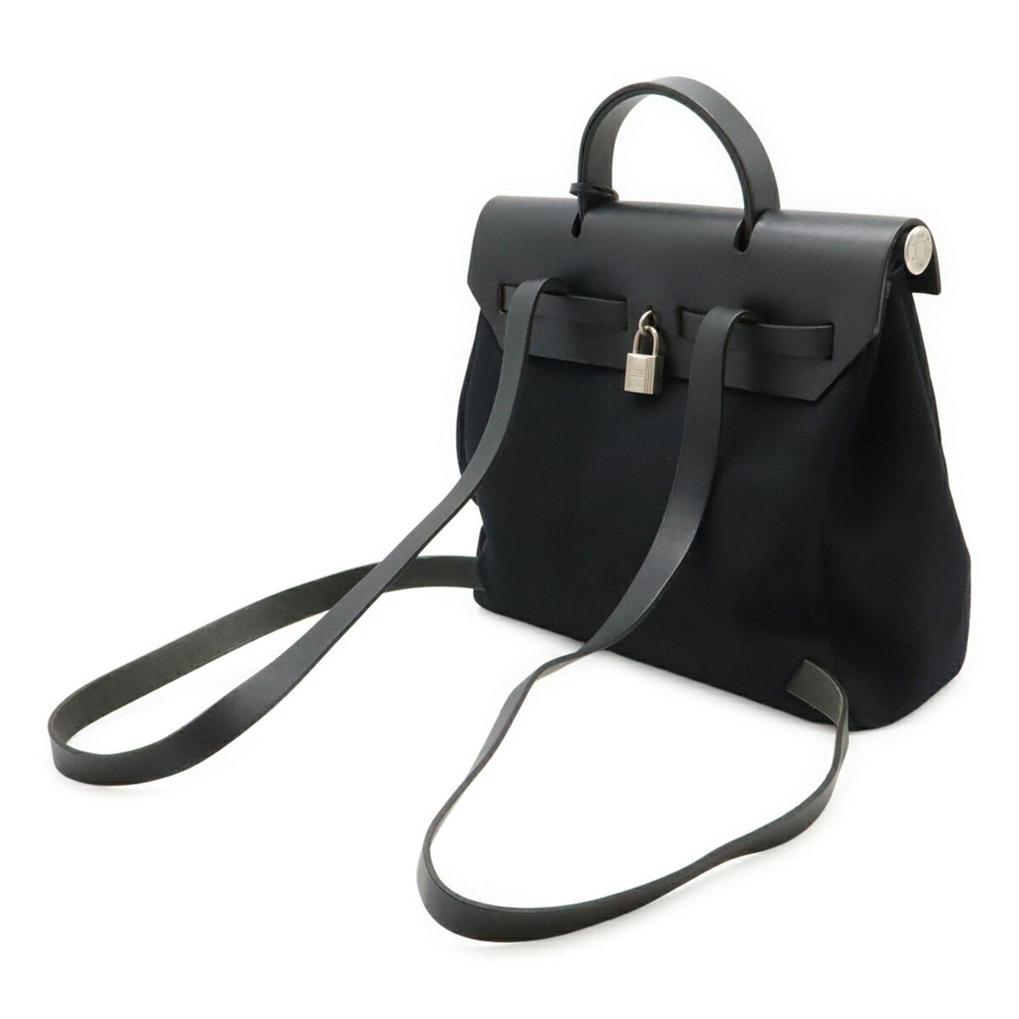 Hermès Herbag, Black, Canvas, backpack