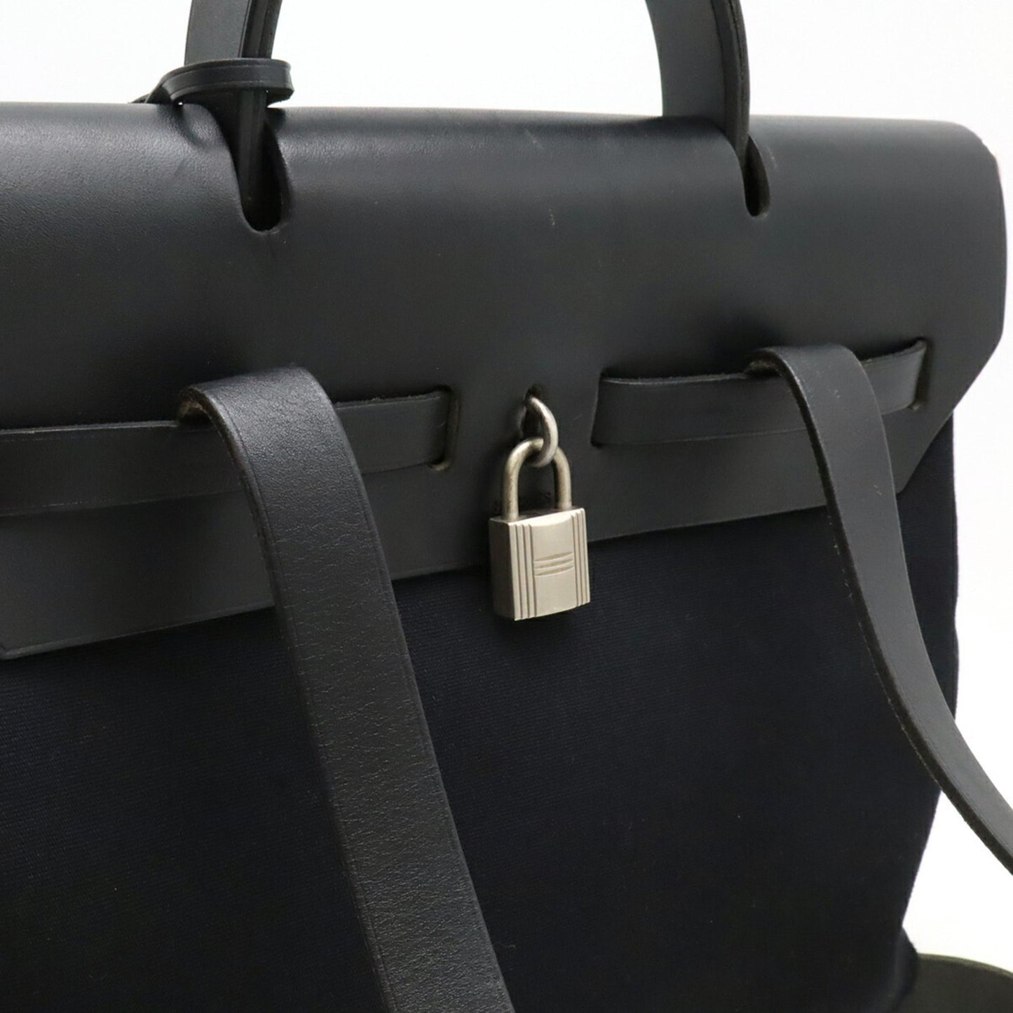 Hermès Herbag, Black, Canvas, backpack