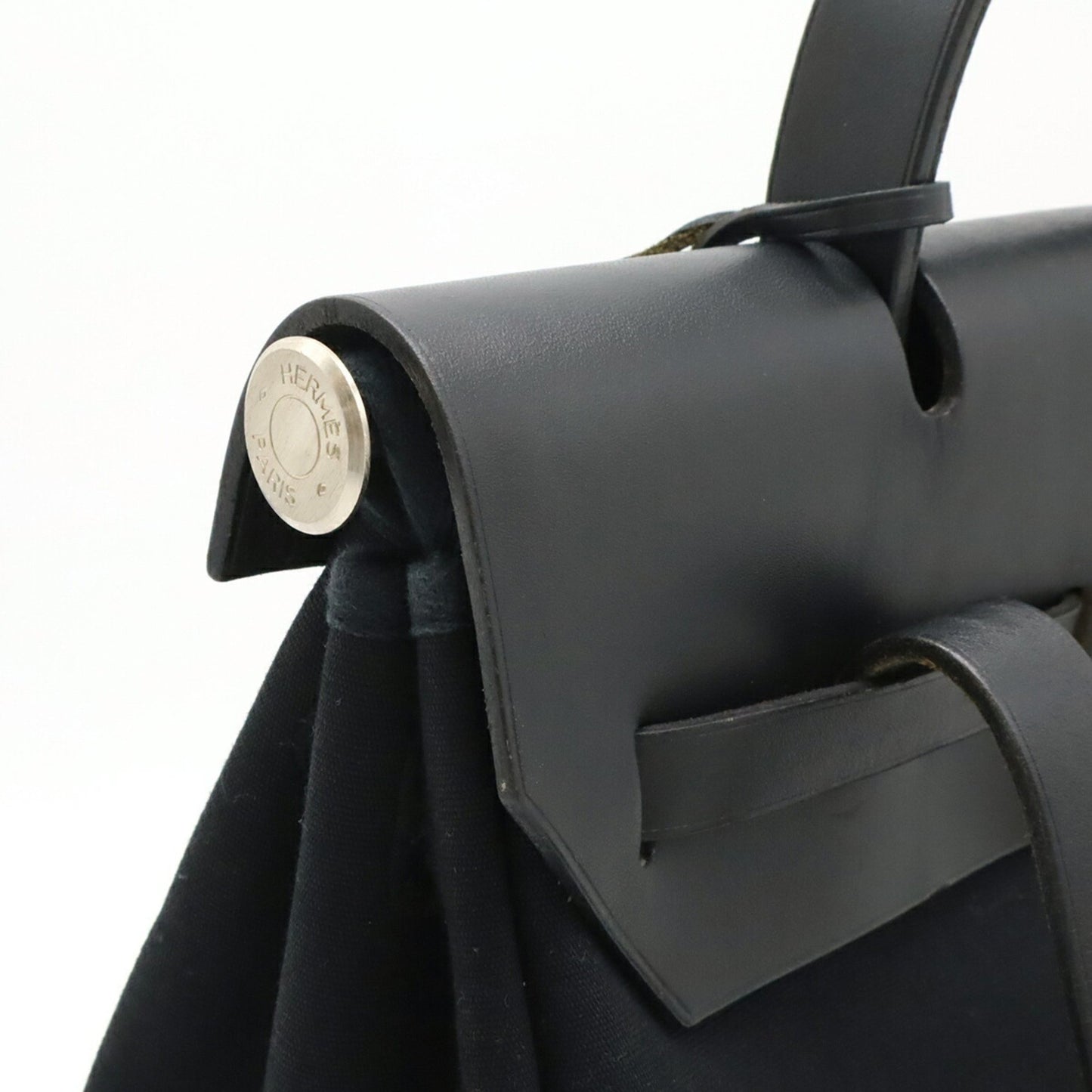 Hermès Herbag, Black, Canvas, backpack