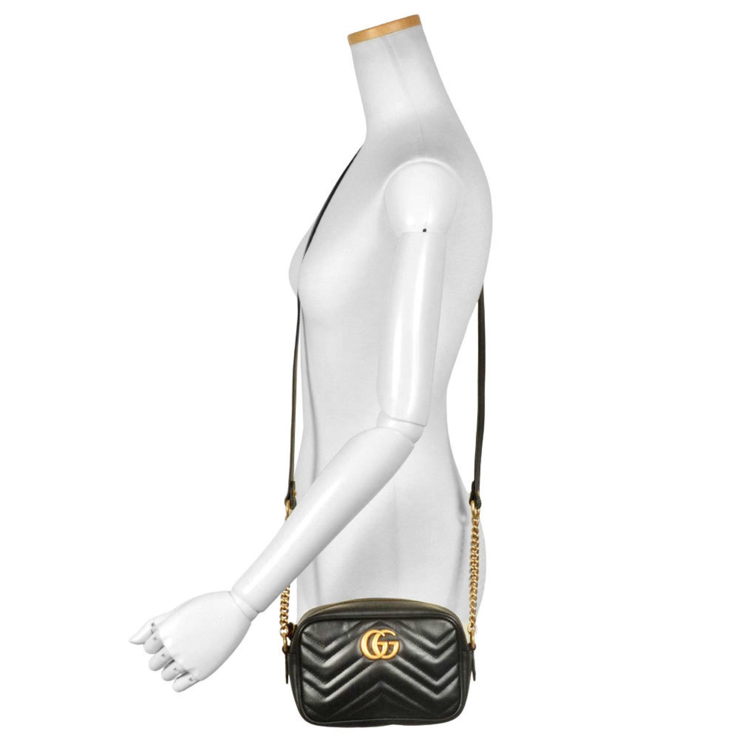 Gucci GG Marmont, Black, Leather, shoulder
