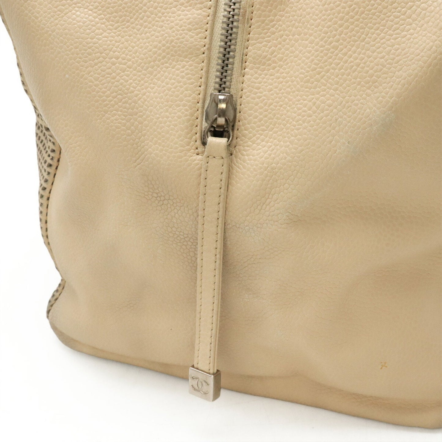 Chanel Coco Mark, Beige, Leather, handbag